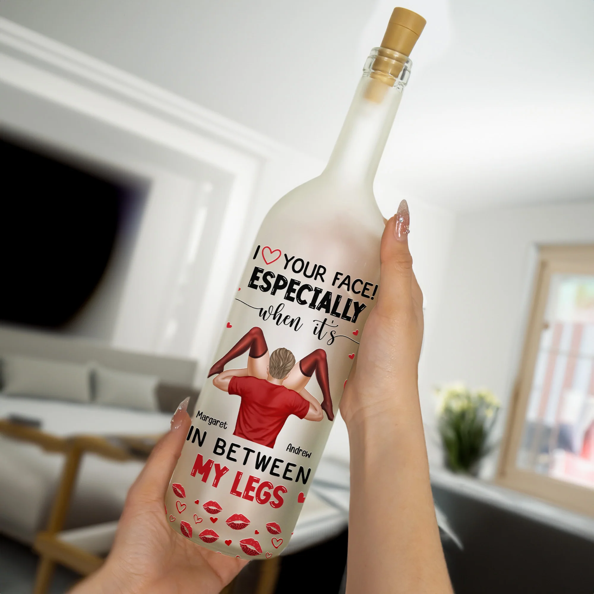 I Love Your Face Especially When It's In Between My Legs - Personalized Bottle Lamp - Image 3