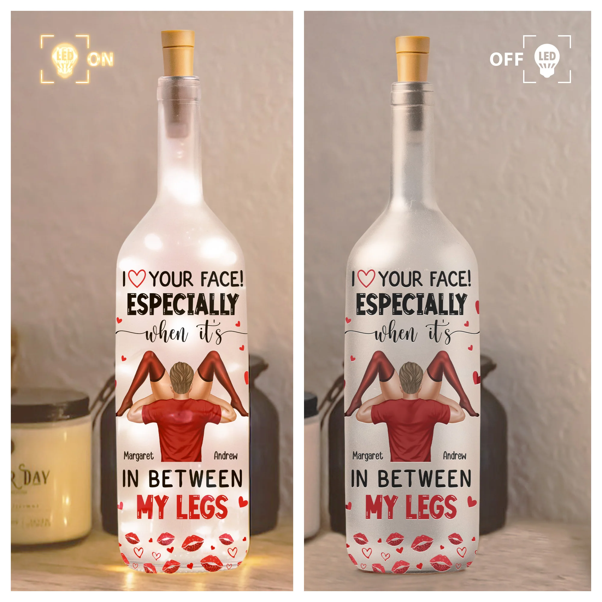 I Love Your Face Especially When It's In Between My Legs - Personalized Bottle Lamp - Image 4