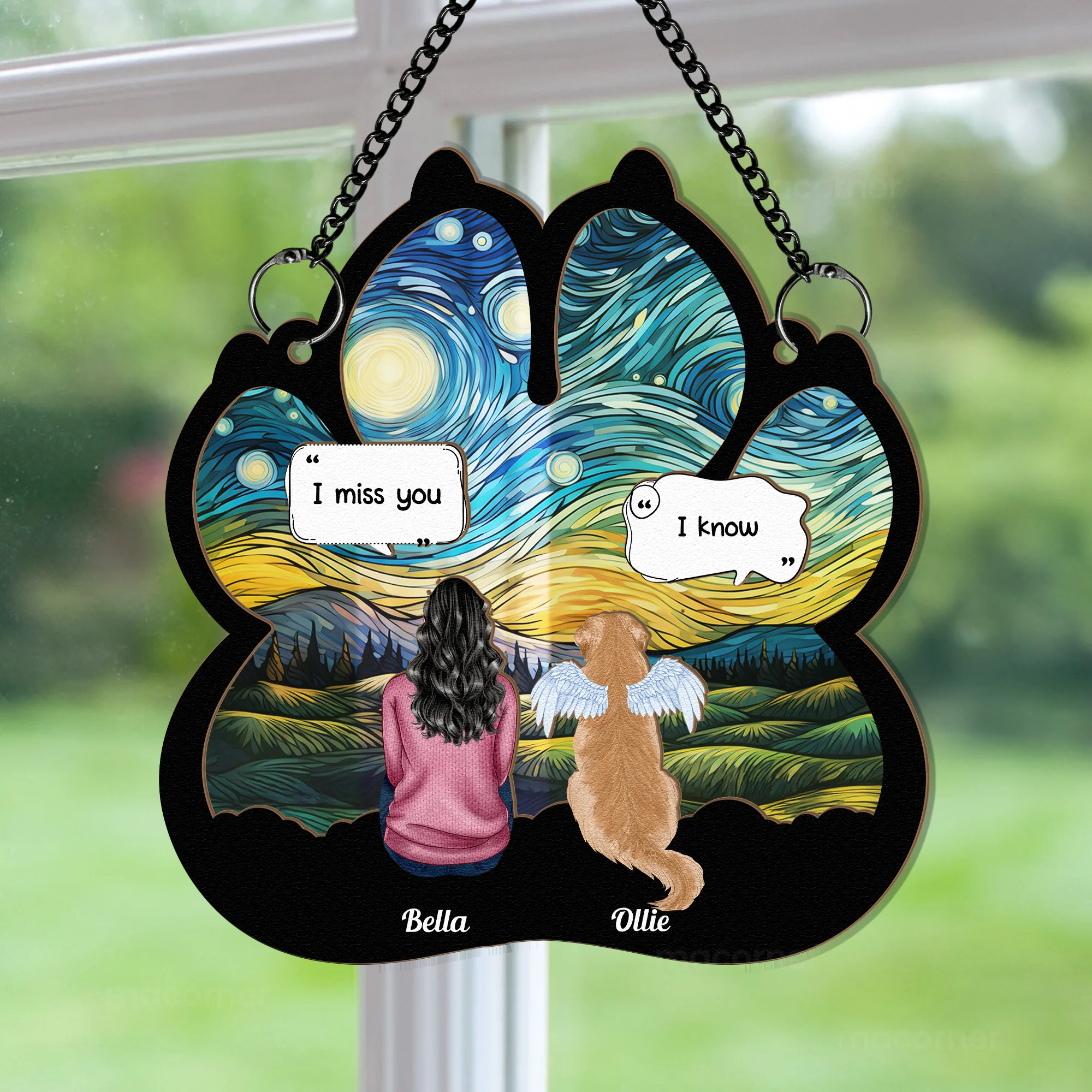 I Miss You I Know Pet Loss- Personalized Window Hanging Suncatcher Ornament - Image 3