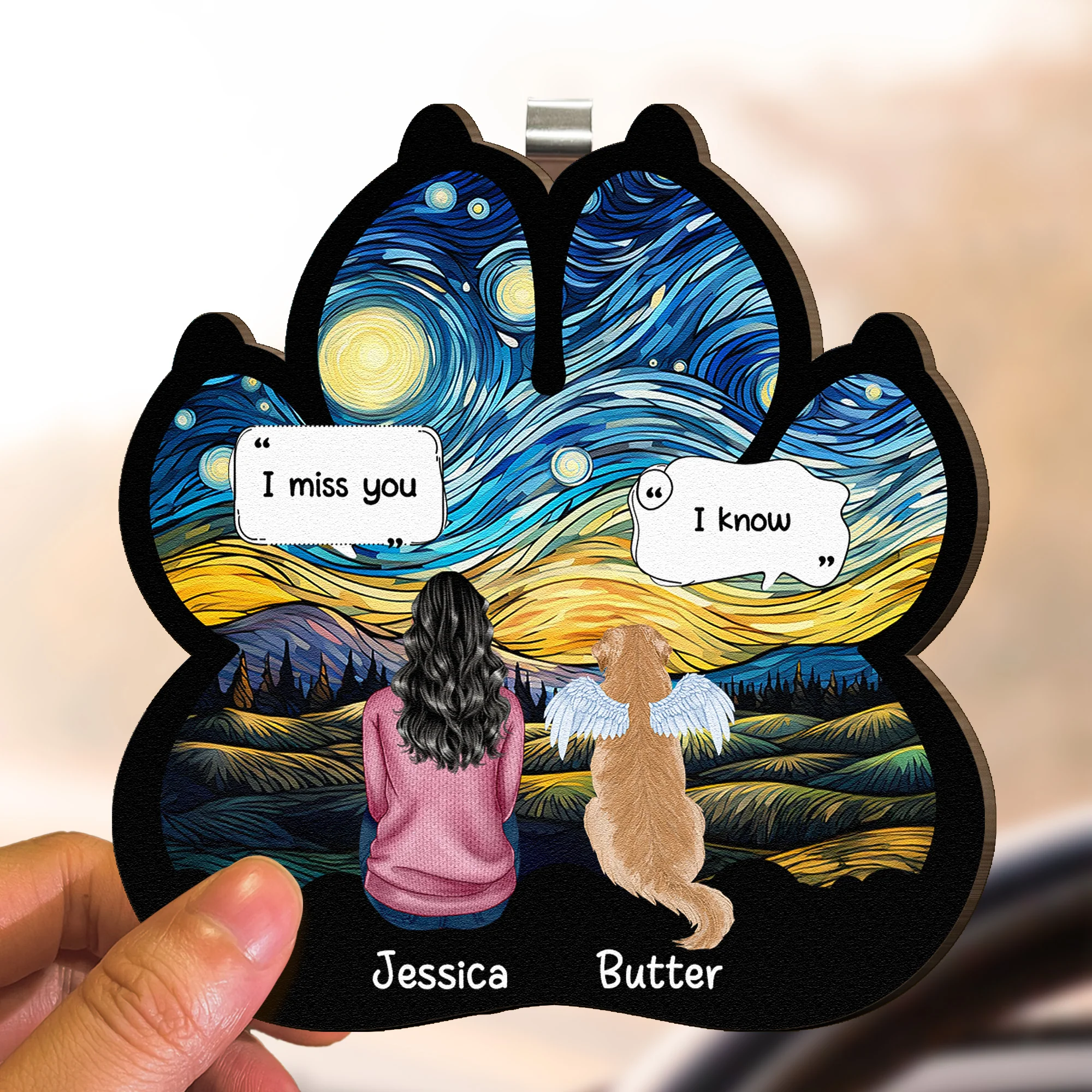 I Miss You I Know Pet Loss - Personalized Wooden Car Visor Clip - Image 3