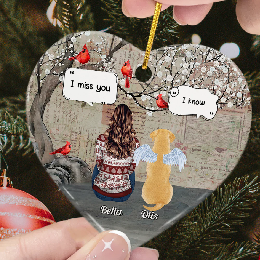 I Miss You - Personalized Heart Shaped Ceramic Ornament - Image 2