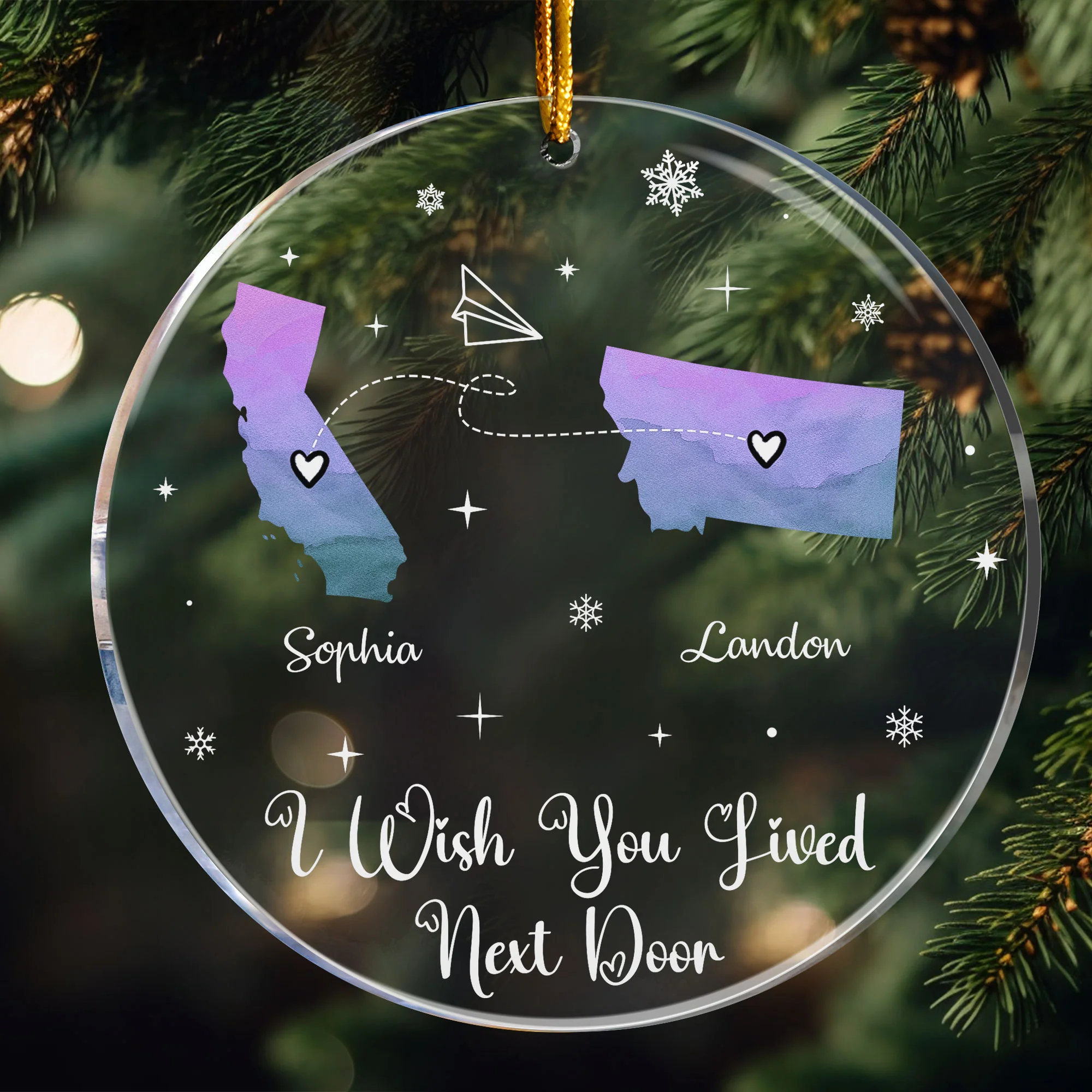I Miss Your Face Custom Multi States Long Distance Relationship - Personalized Acrylic Ornament - Image 3