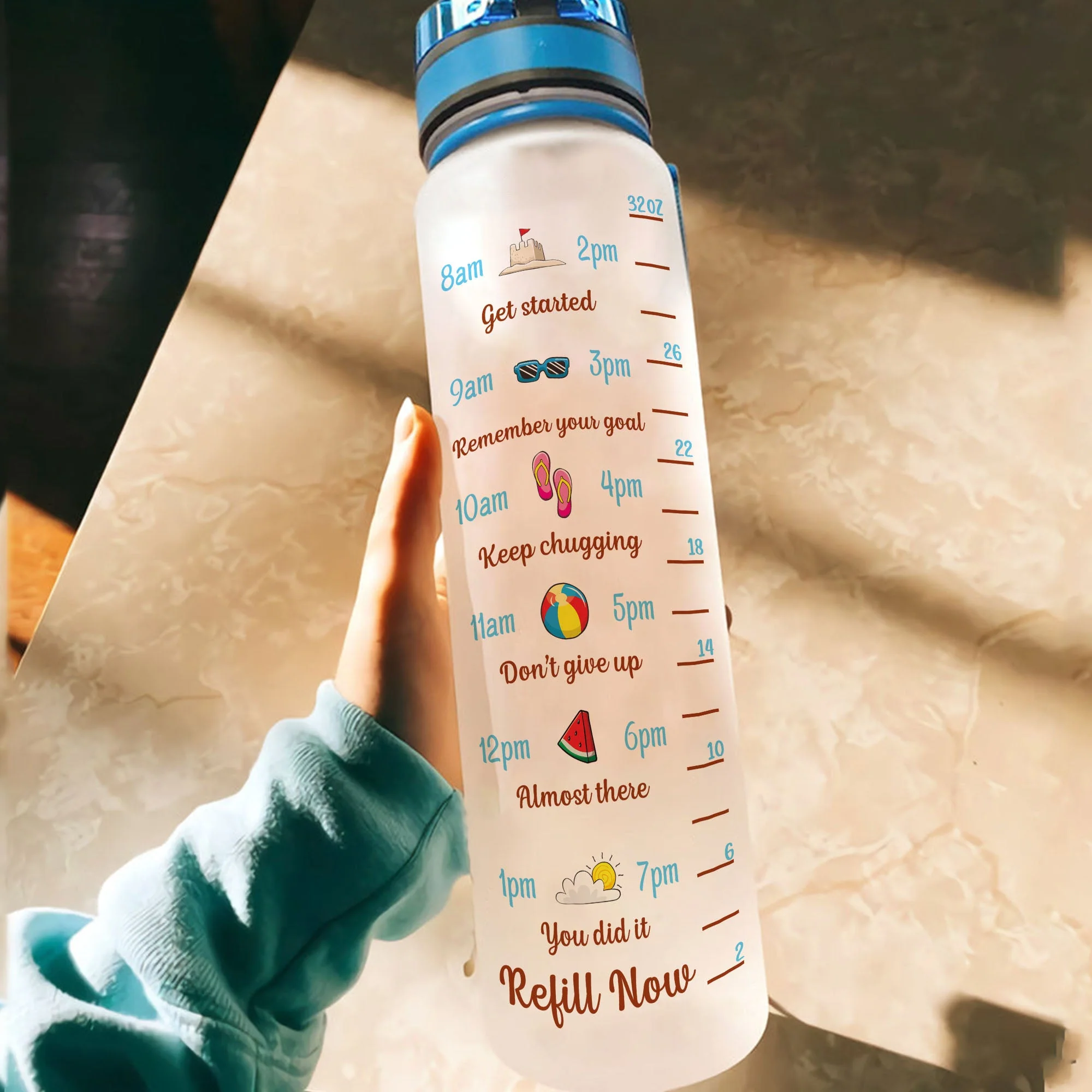 I Need Water With Vitamin Sea  - Personalized Water Bottle With Time Marker - Summer Vibe Gift For Her, Friend, Beach Lover, Girl, Vacation - Image 4