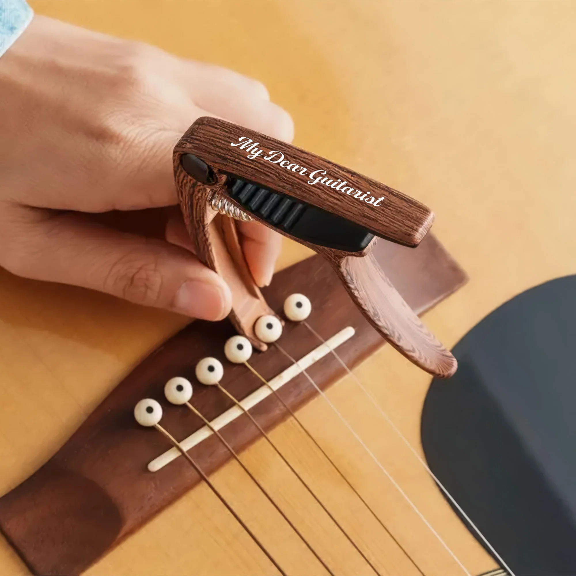 I Pick You Valentine Gift For Boyfriend, Husband - Personalized Guitar Capo With Pick - Image 4