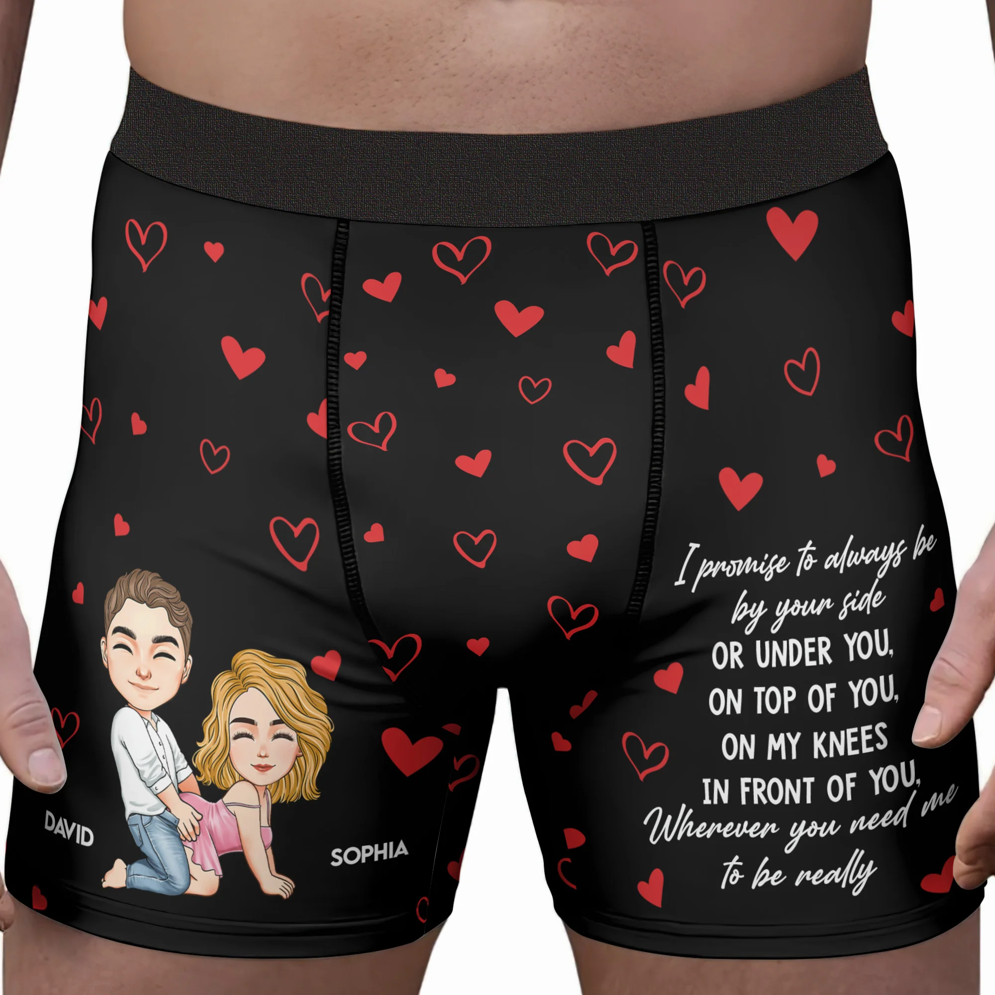 I Promise To Always Be By Your Side Or Under You - Personalized Men's Boxer Briefs - Image 2