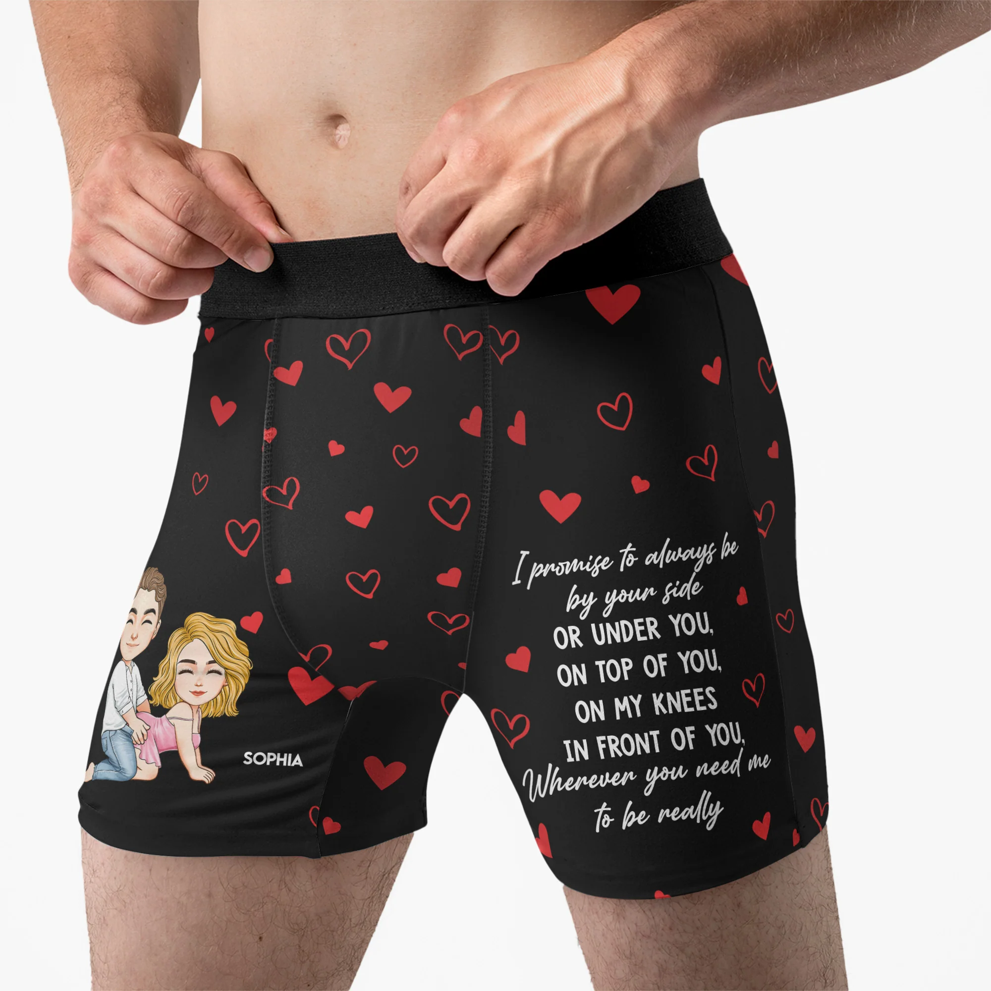 I Promise To Always Be By Your Side Or Under You - Personalized Men's Boxer Briefs - Image 3