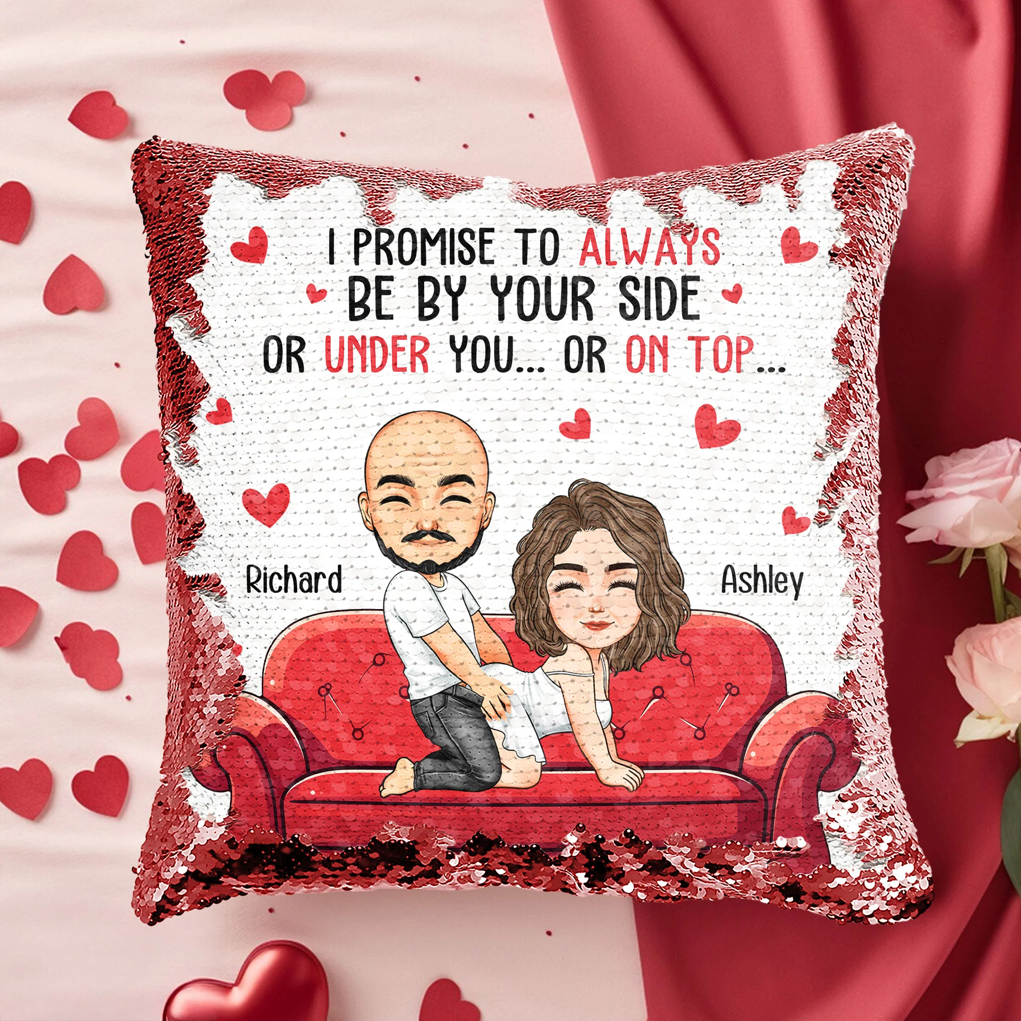I Promise To Always Be By Your Side - Custom Sequin Pillow - Image 2