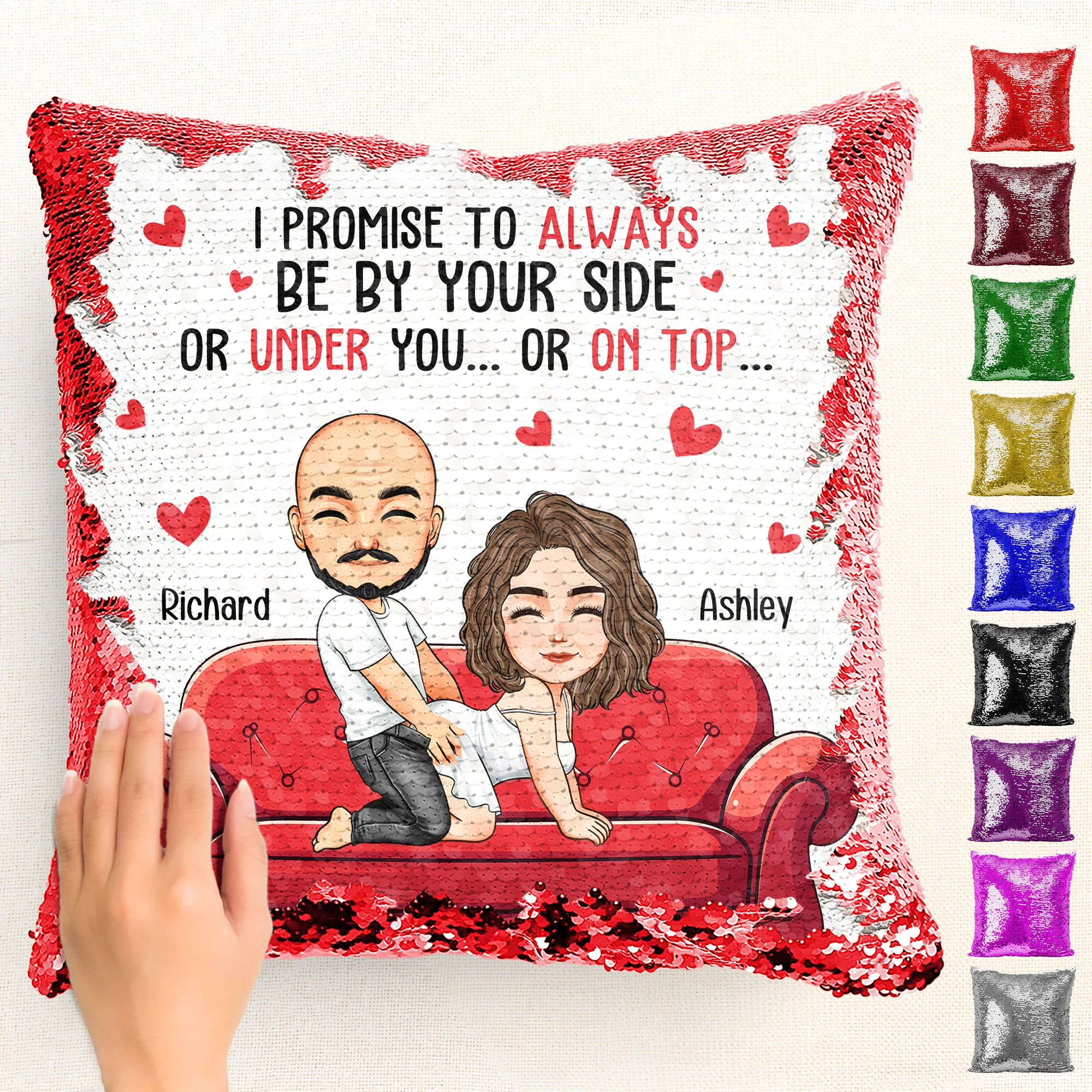 I Promise To Always Be By Your Side - Custom Sequin Pillow - Image 3