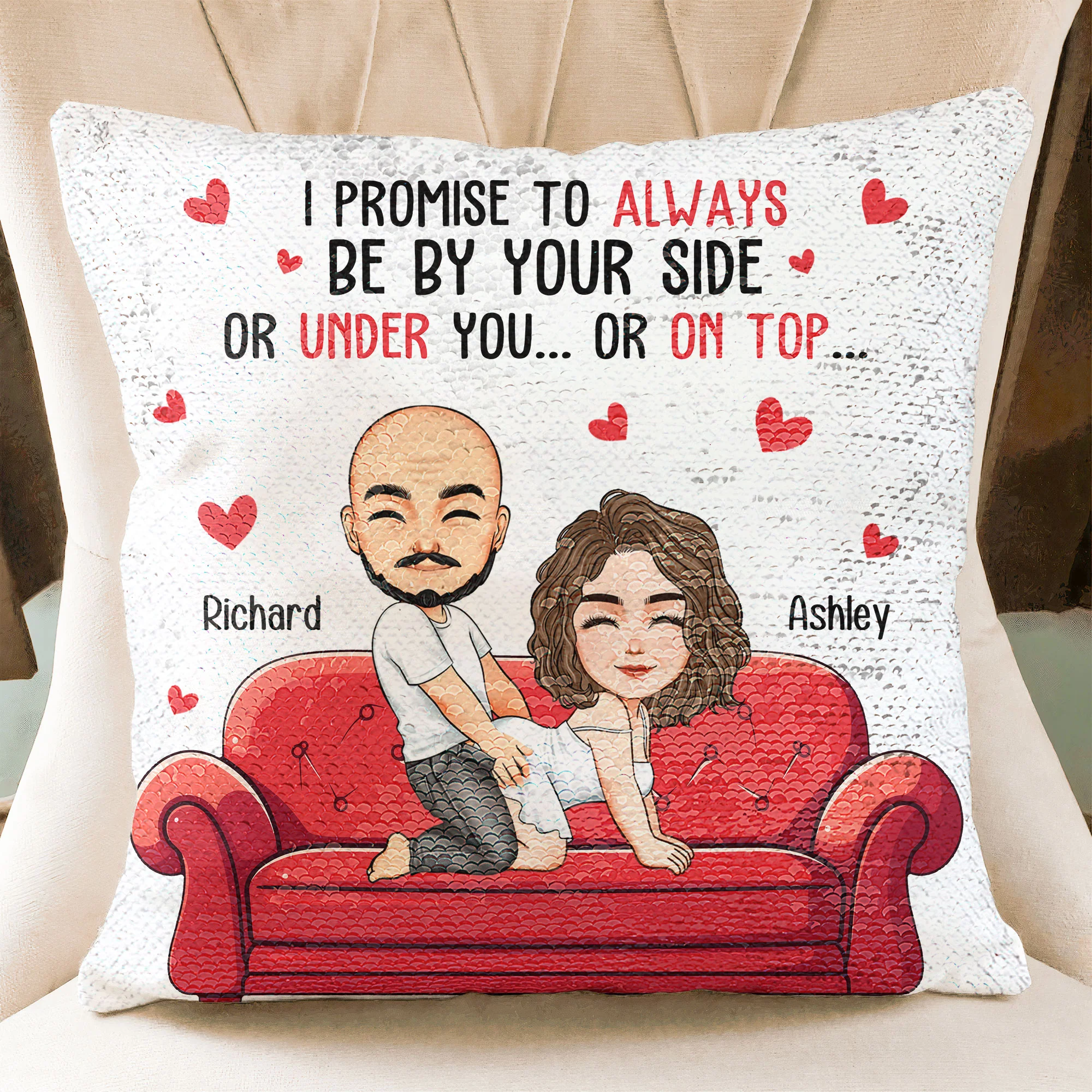 I Promise To Always Be By Your Side - Custom Sequin Pillow - Image 4