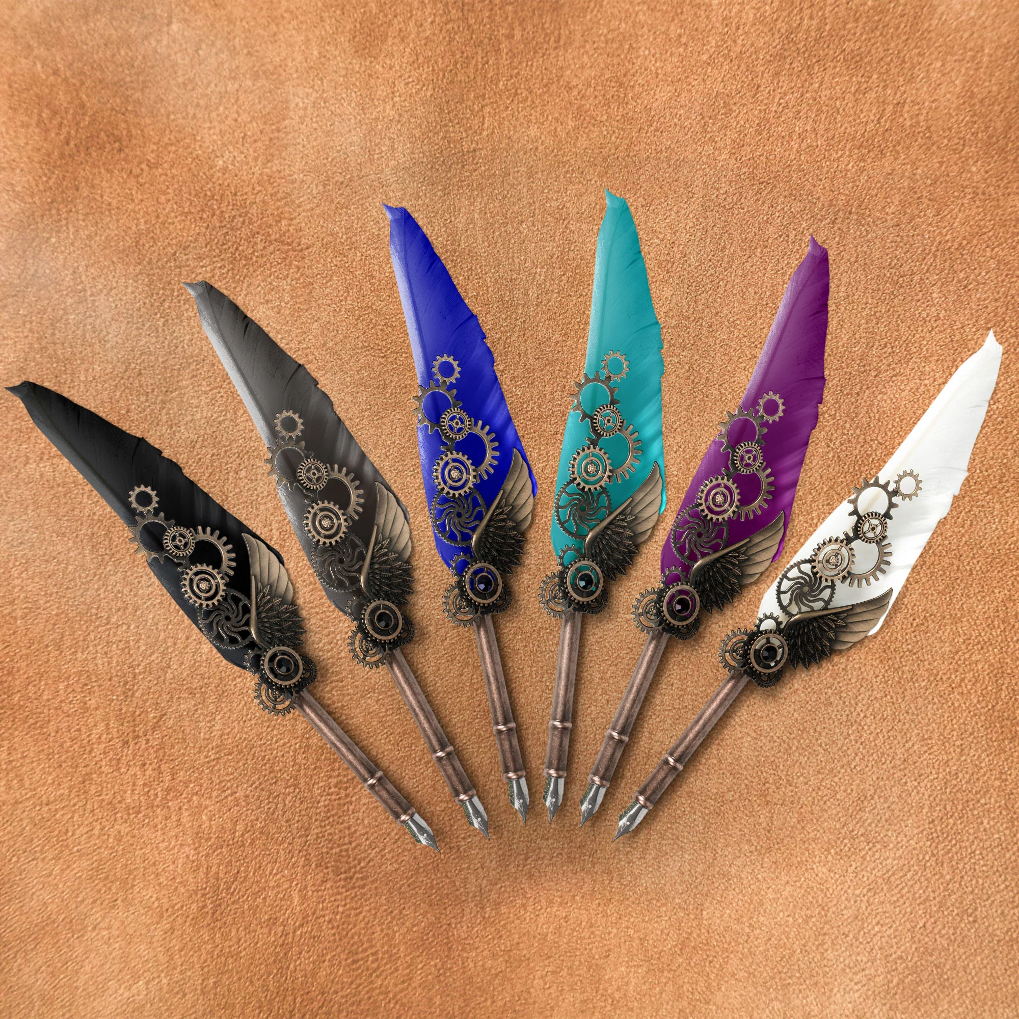 I Read To Escape Time And I Write To Create It - Feather Pen Set With Custom Card - Image 3