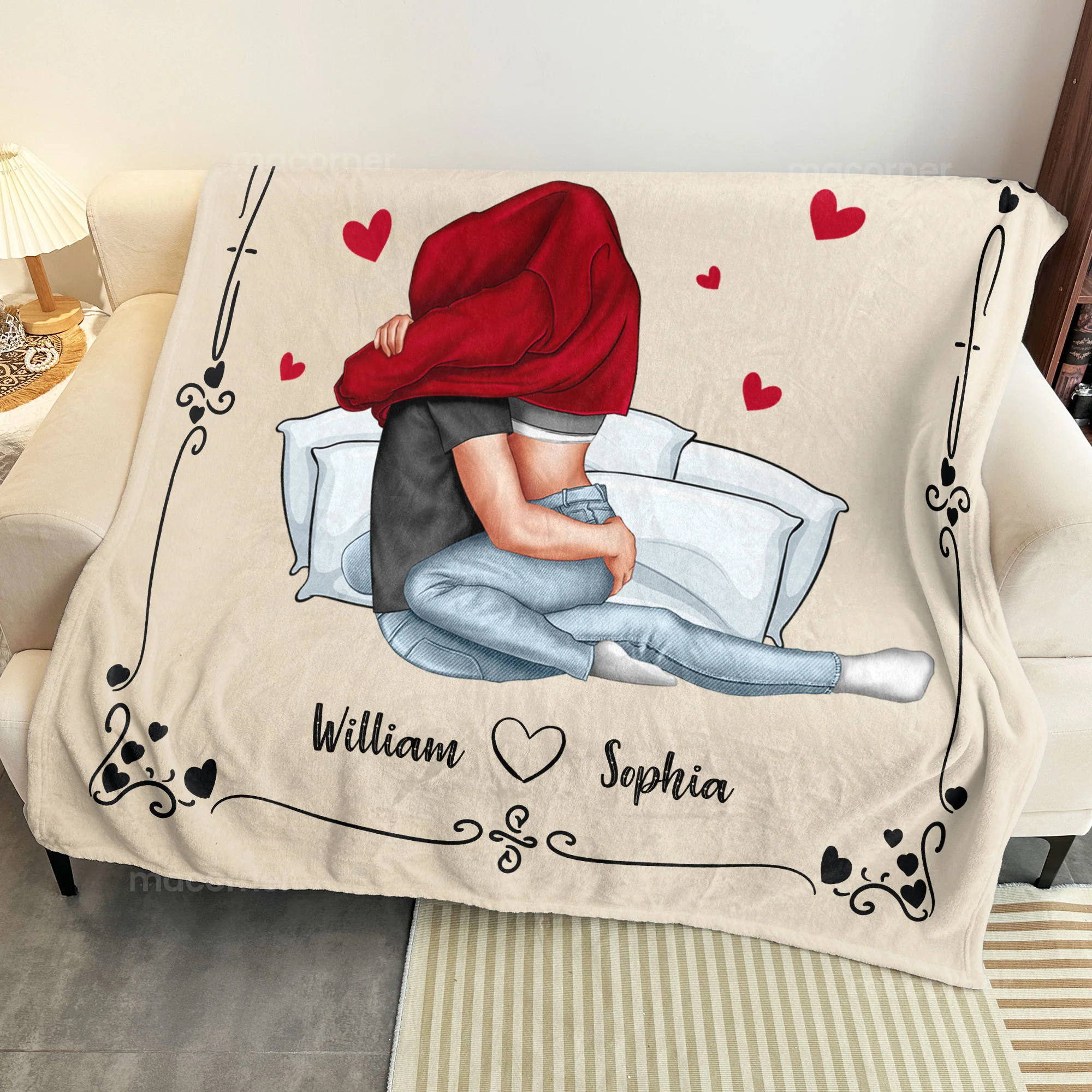 I Really Like Snuggling With You - Personalized Blanket - Image 4
