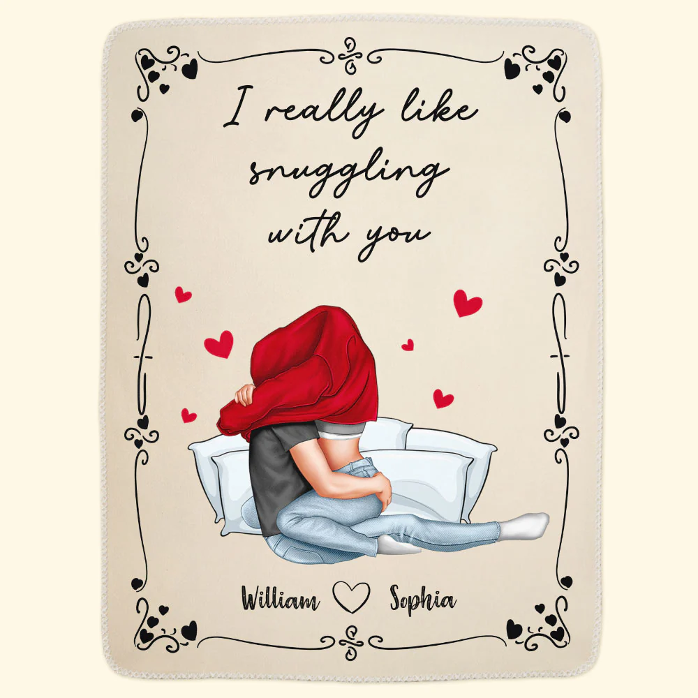 I Really Like Snuggling With You - Personalized Blanket - Image 5