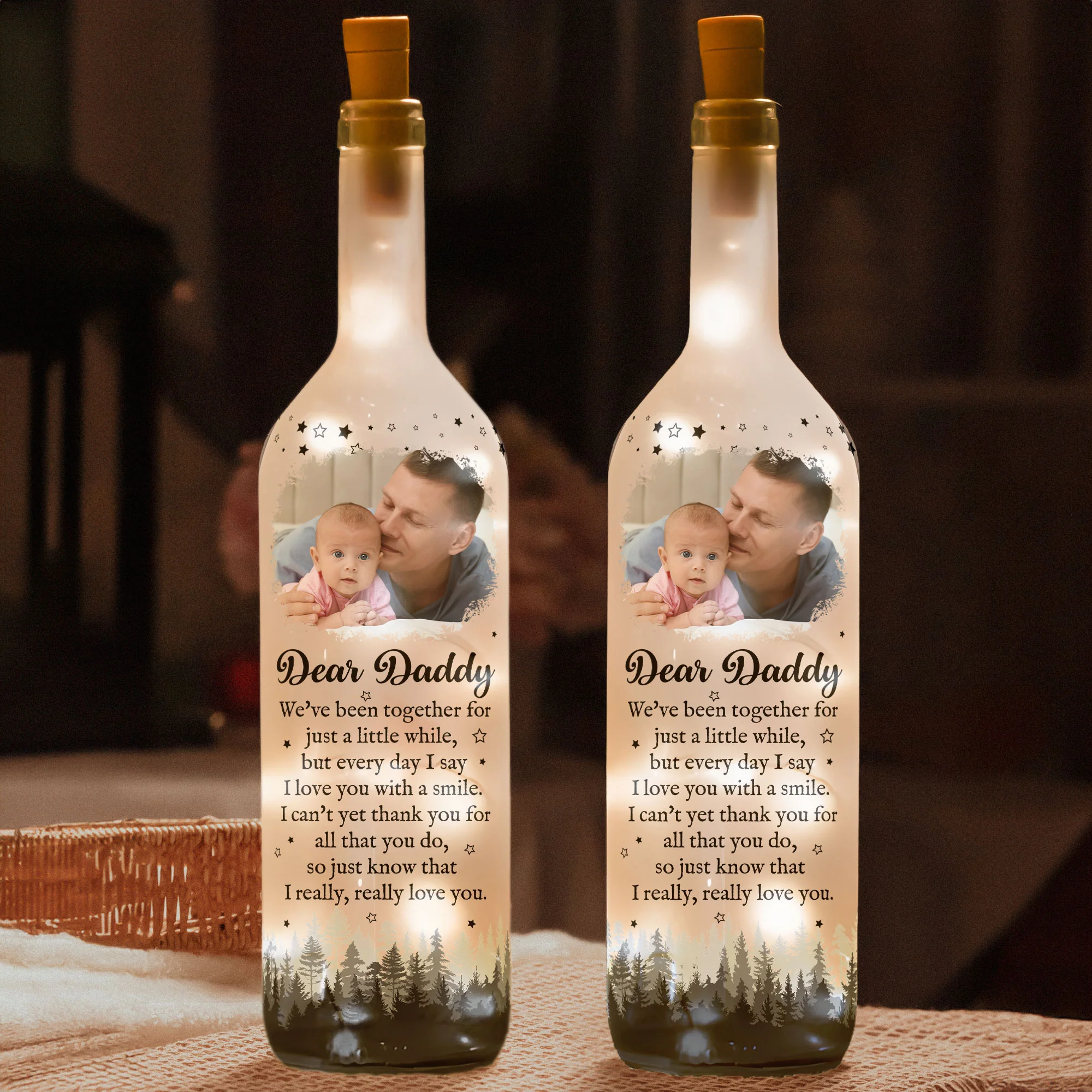 I Really Love You Daddy New Dad Gift - Personalized Photo Bottle Lamp - Image 2