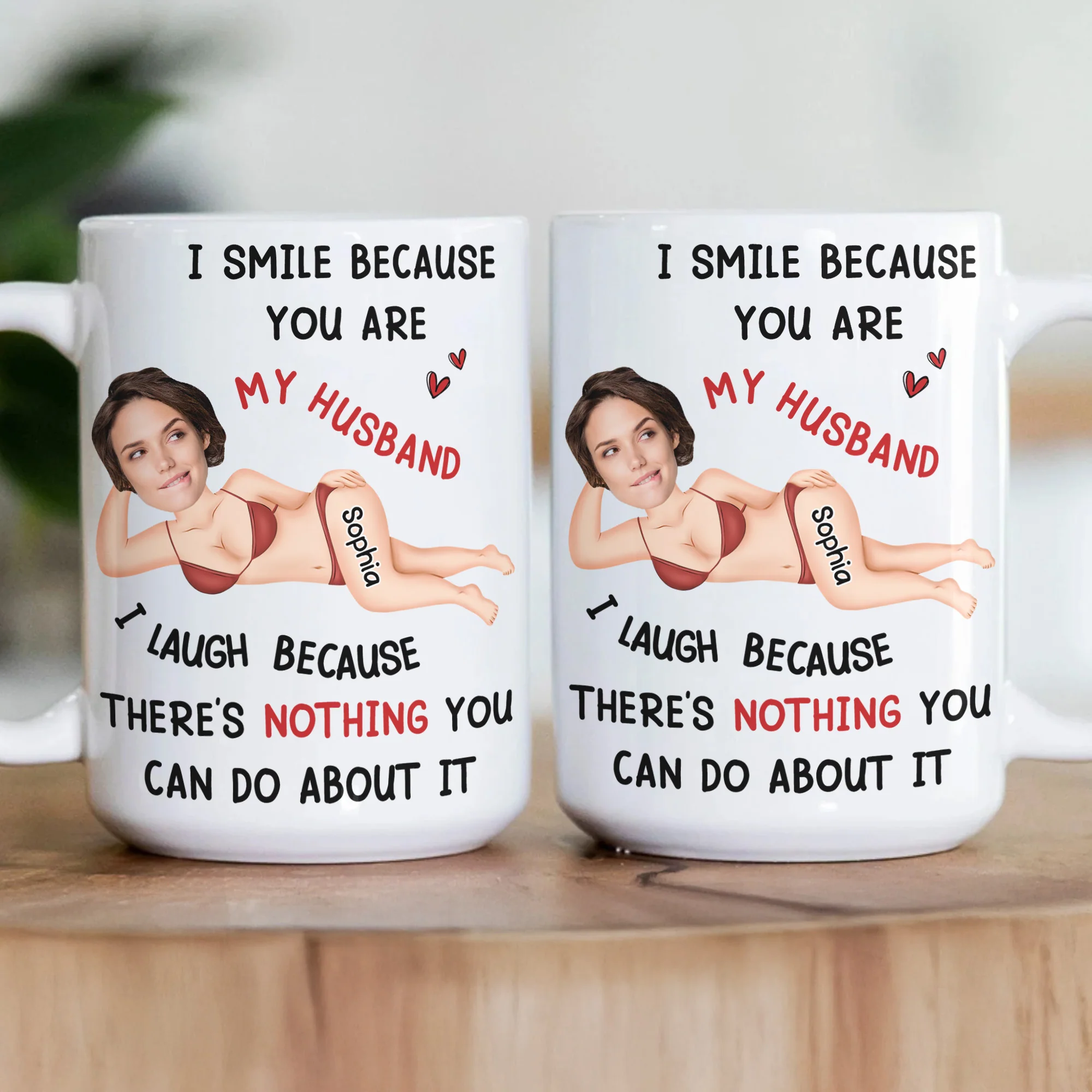 I Smile Because You Are My Husband - Personalized Photo Mug - Image 3
