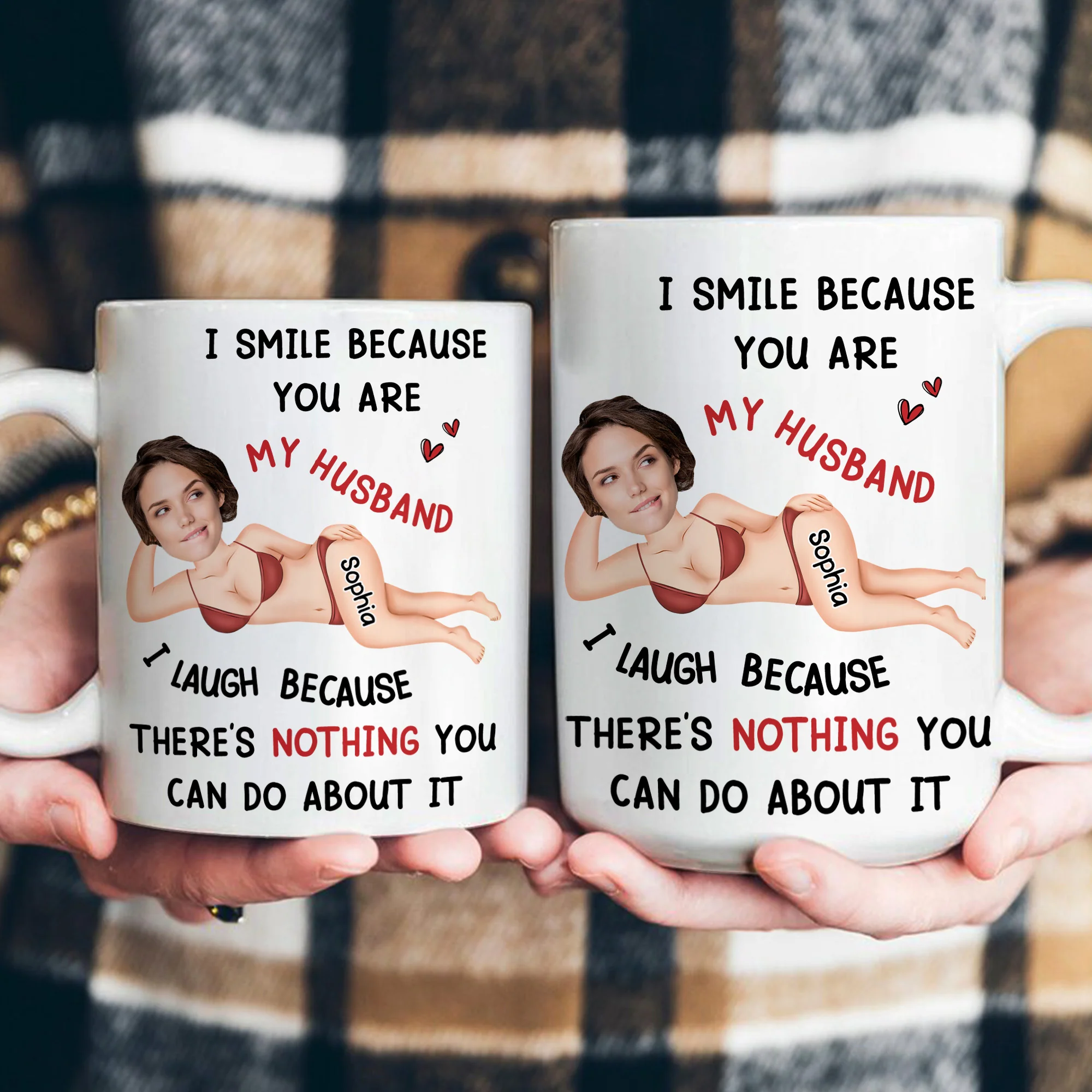 I Smile Because You Are My Husband - Personalized Photo Mug - Image 4