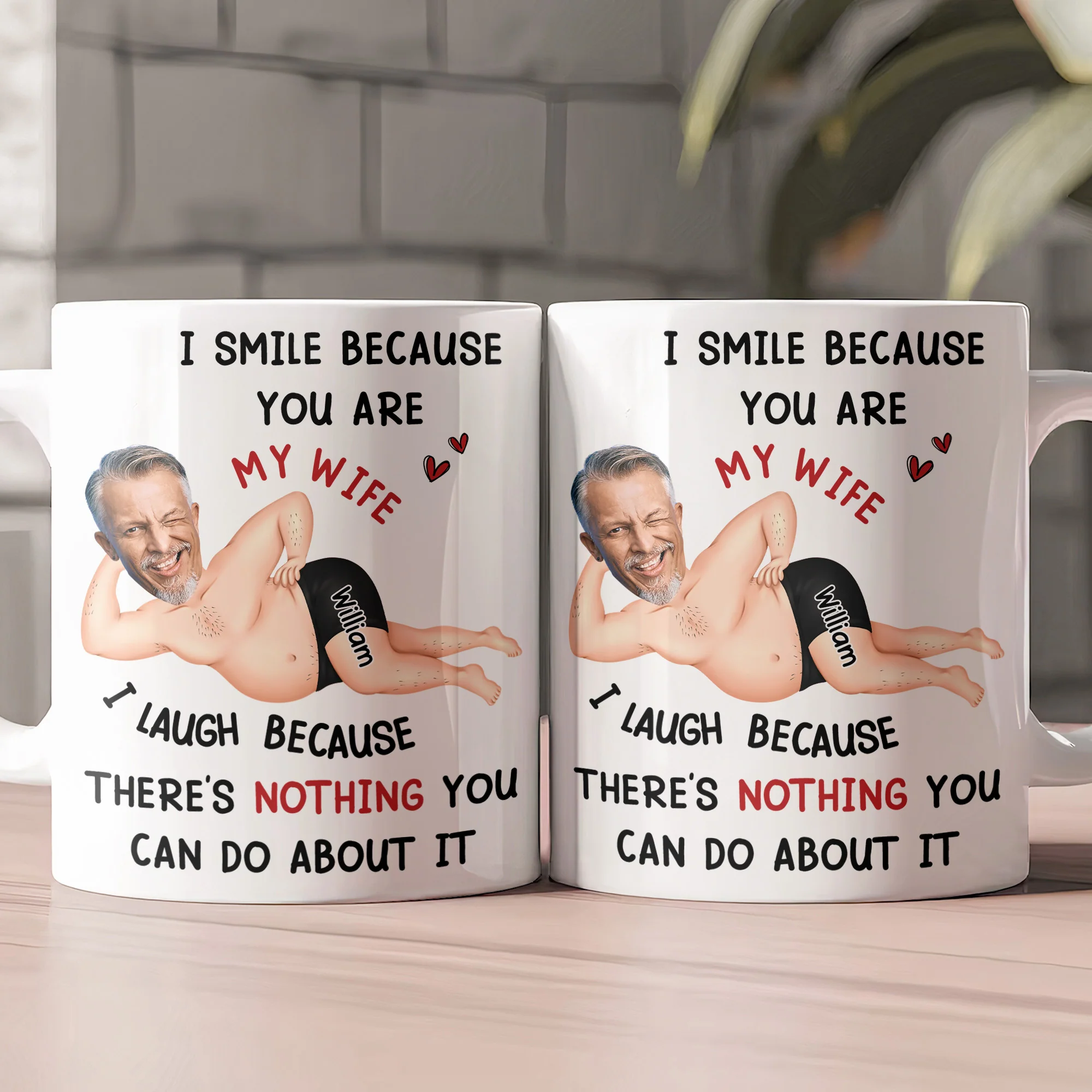 I Smile Because You Are My Wife - Funny Anniversary Gift, Valentine's Day Gifts - Personalized Photo Mug - Image 2