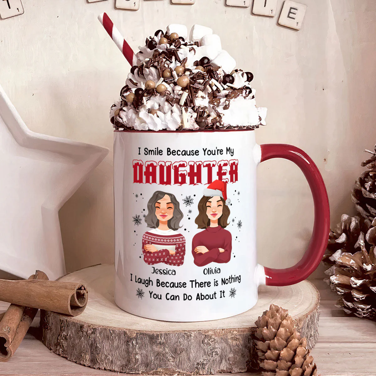 I Smile Because You'Re My Daughter - Personalized Accent Mug - Image 3