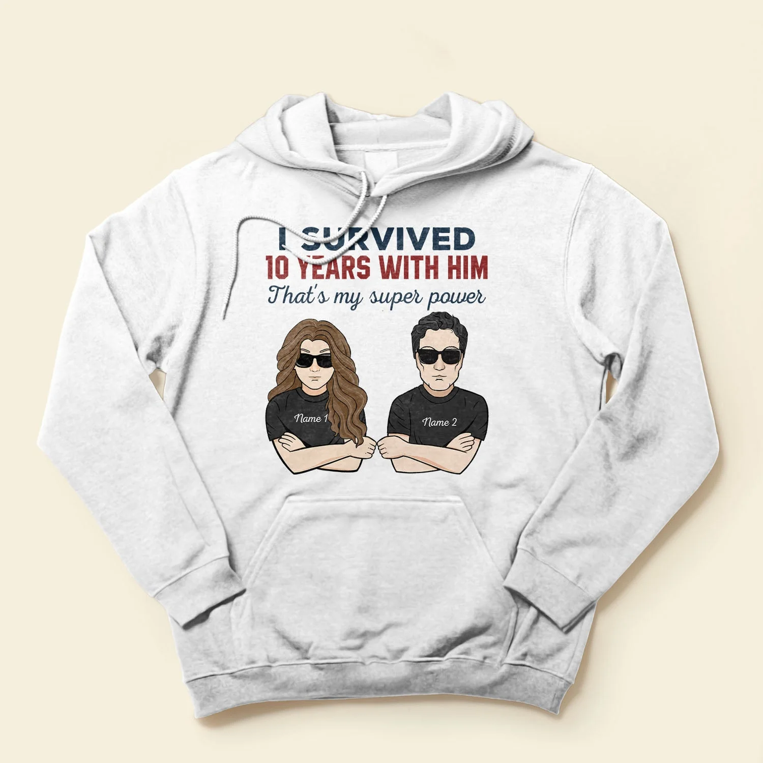 I Survived 10 Years With Him/Her - Personalized Shirt - Anniversary Gift For Husband And Wife - Man And Woman - Image 4