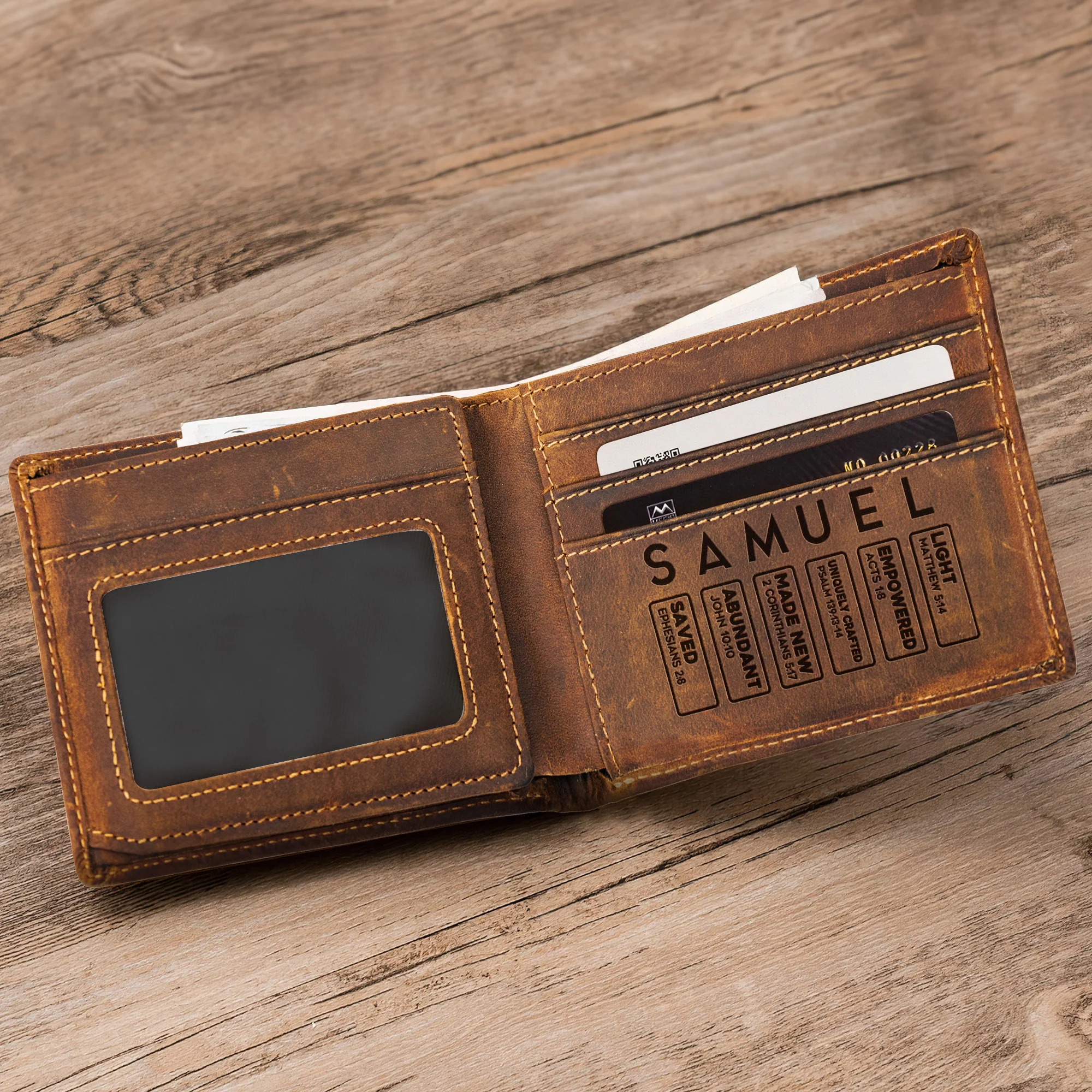 I Took A DNA Test And God Is My Father - Personalized Leather Wallet - Image 5