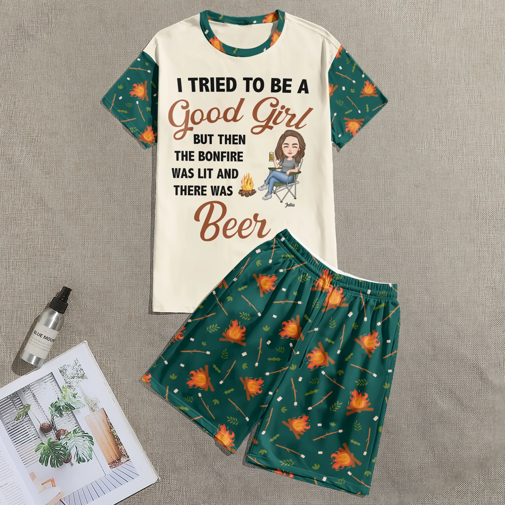 I Tried To Be A Good Girl - Personalized Pajama Shorts Set - Image 3