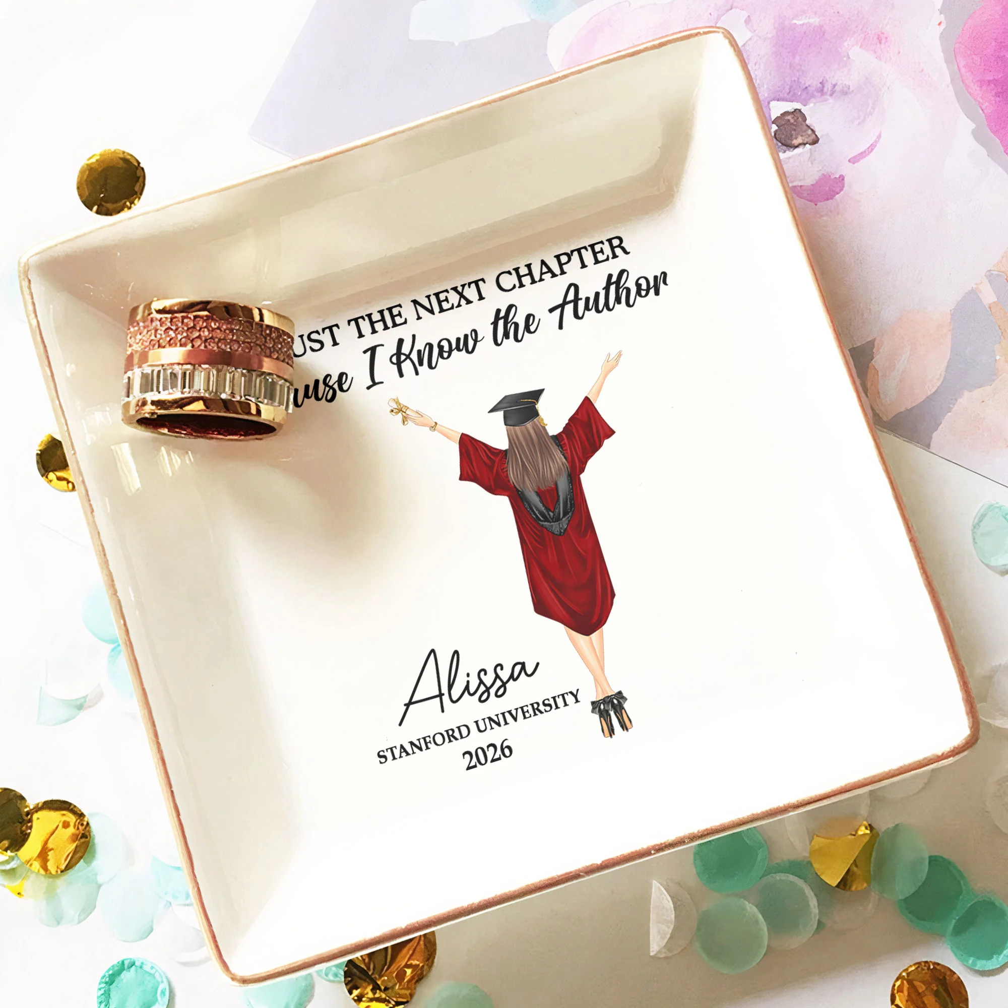 I Trust The Next Chapter Because I Know The Author - Personalized Jewelry Dish - Image 3