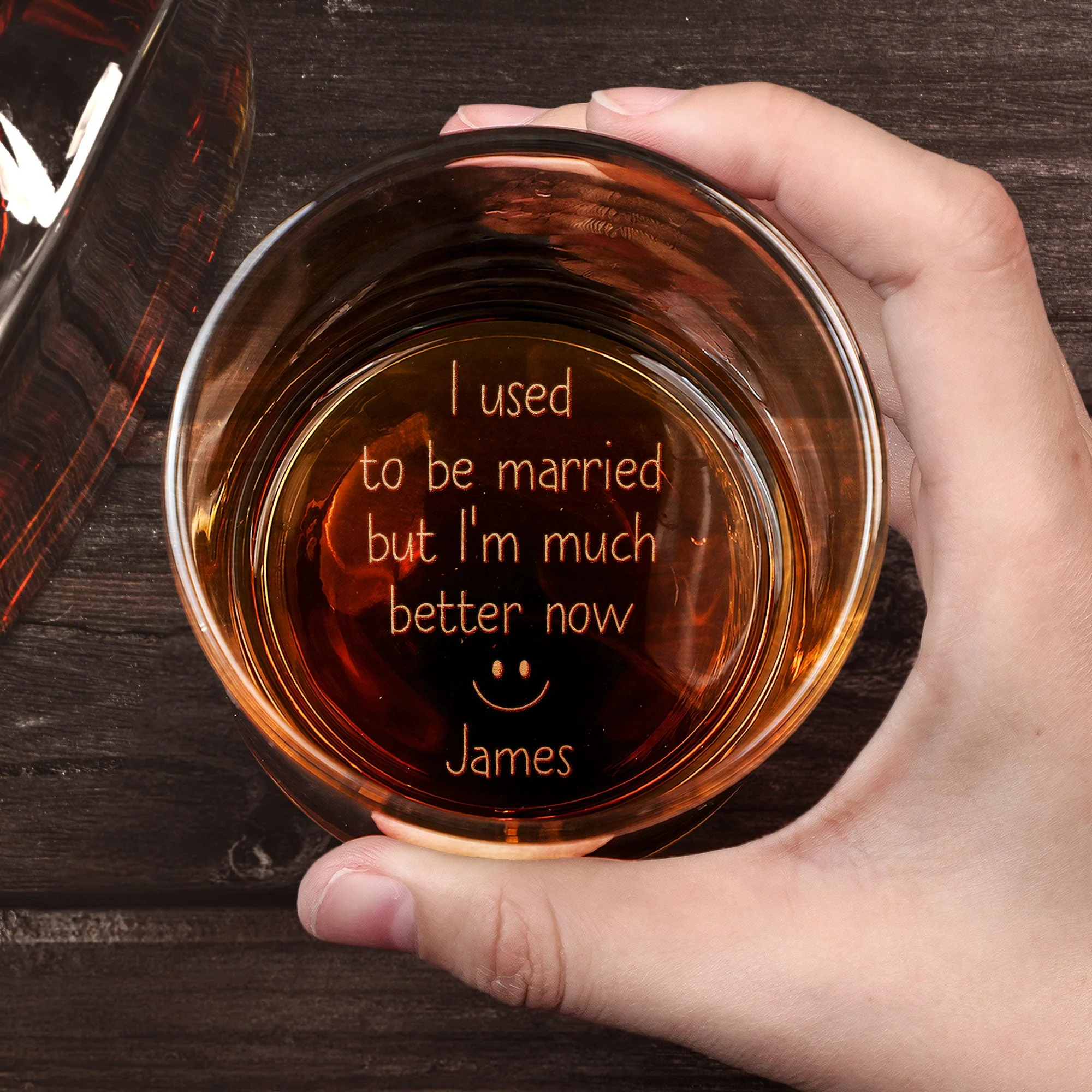 I Used To Be Married But I'm Better Now Divorce Gifts - Personalzied Engraved Whiskey Glass - Image 4