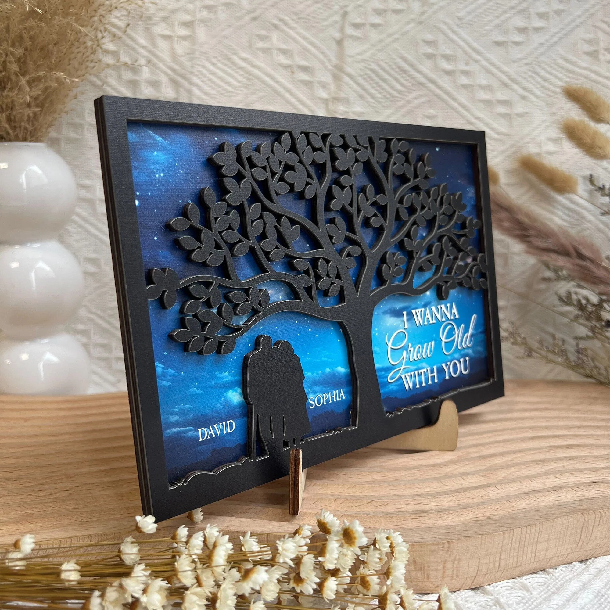 I Wanna Grow Old With You - Personalized Wooden Plaque - Image 2