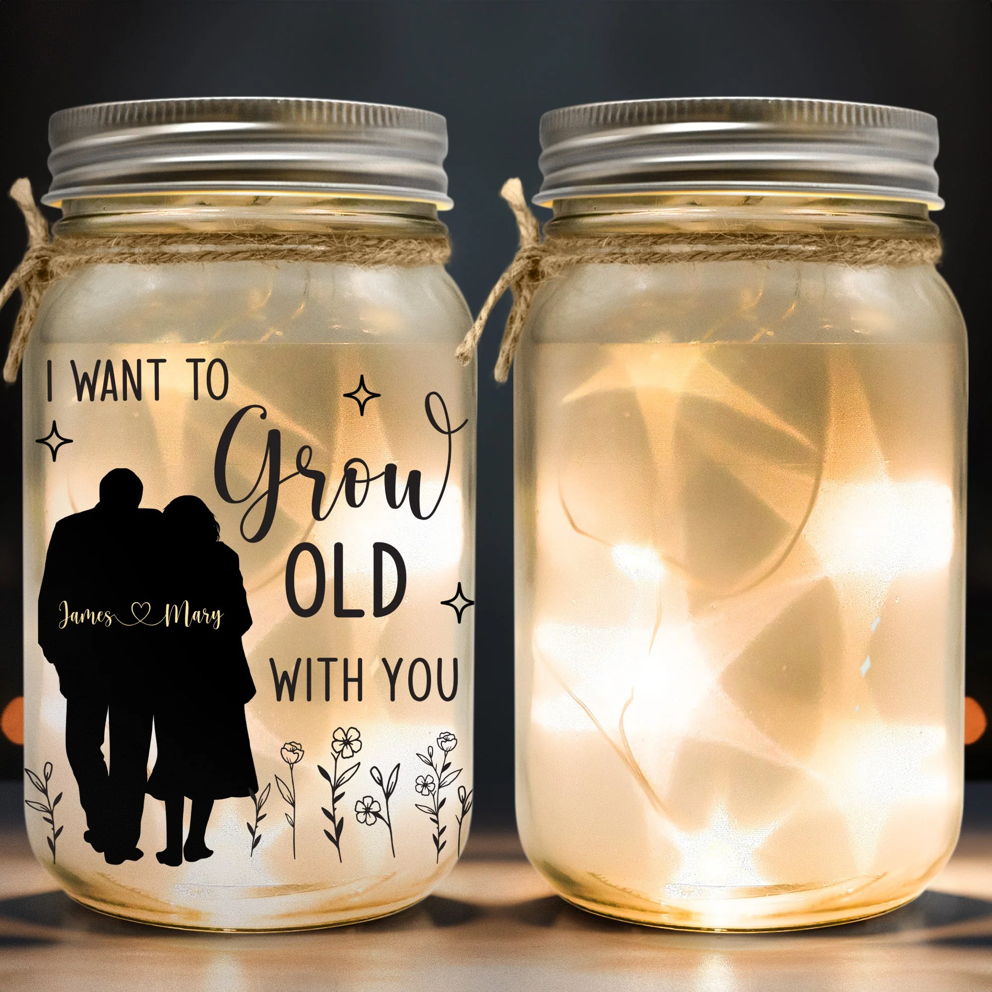 I Want To Grow Old With You - Personalized Mason Jar Light - Image 2