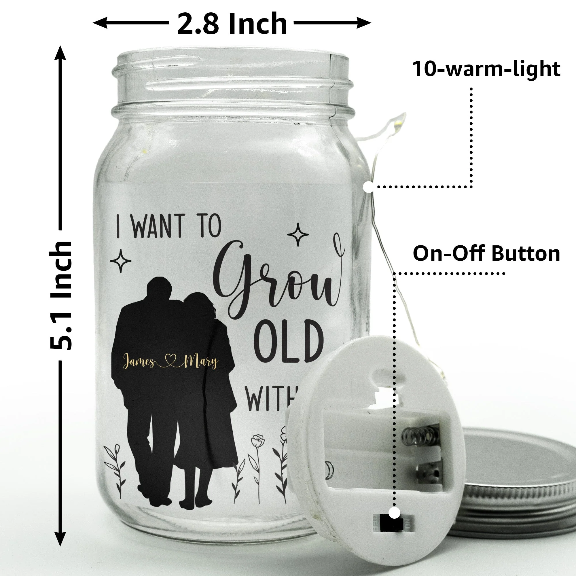 I Want To Grow Old With You - Personalized Mason Jar Light - Image 3