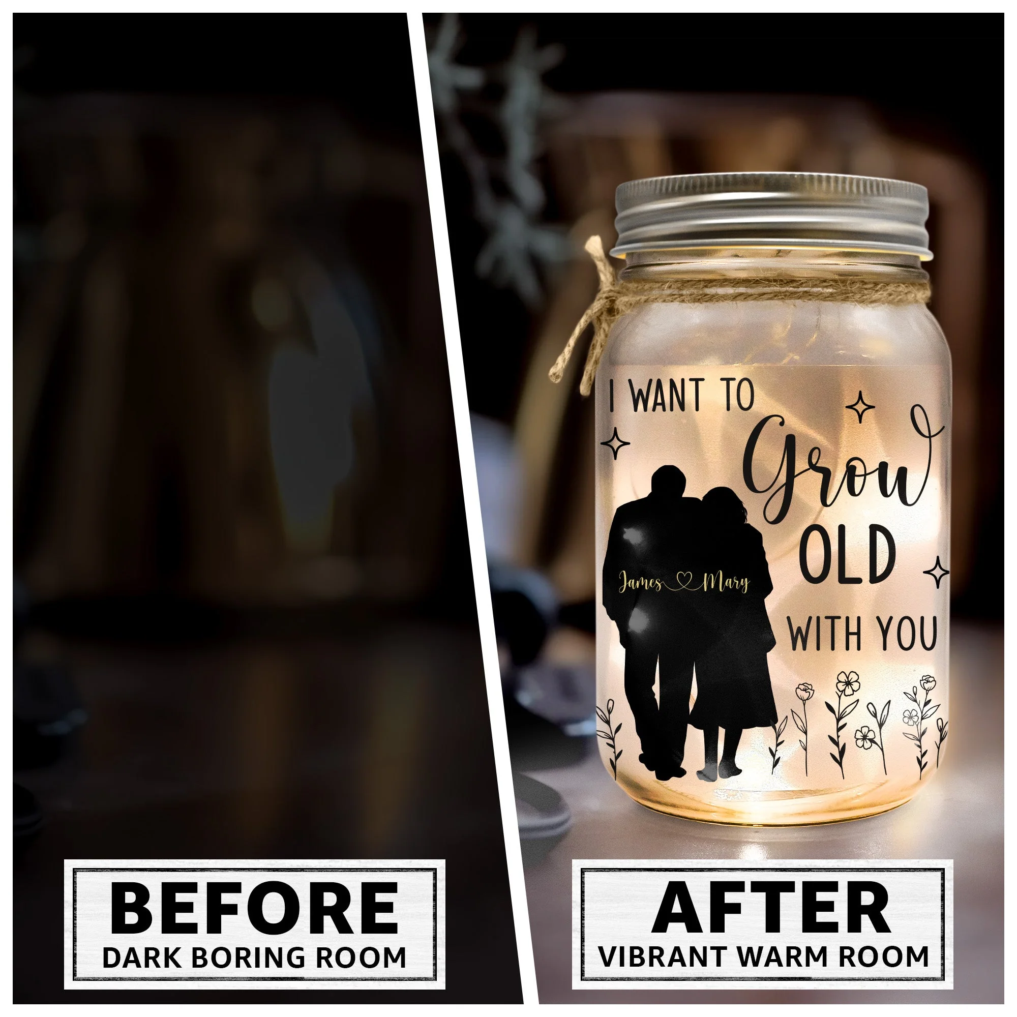 I Want To Grow Old With You - Personalized Mason Jar Light - Image 4