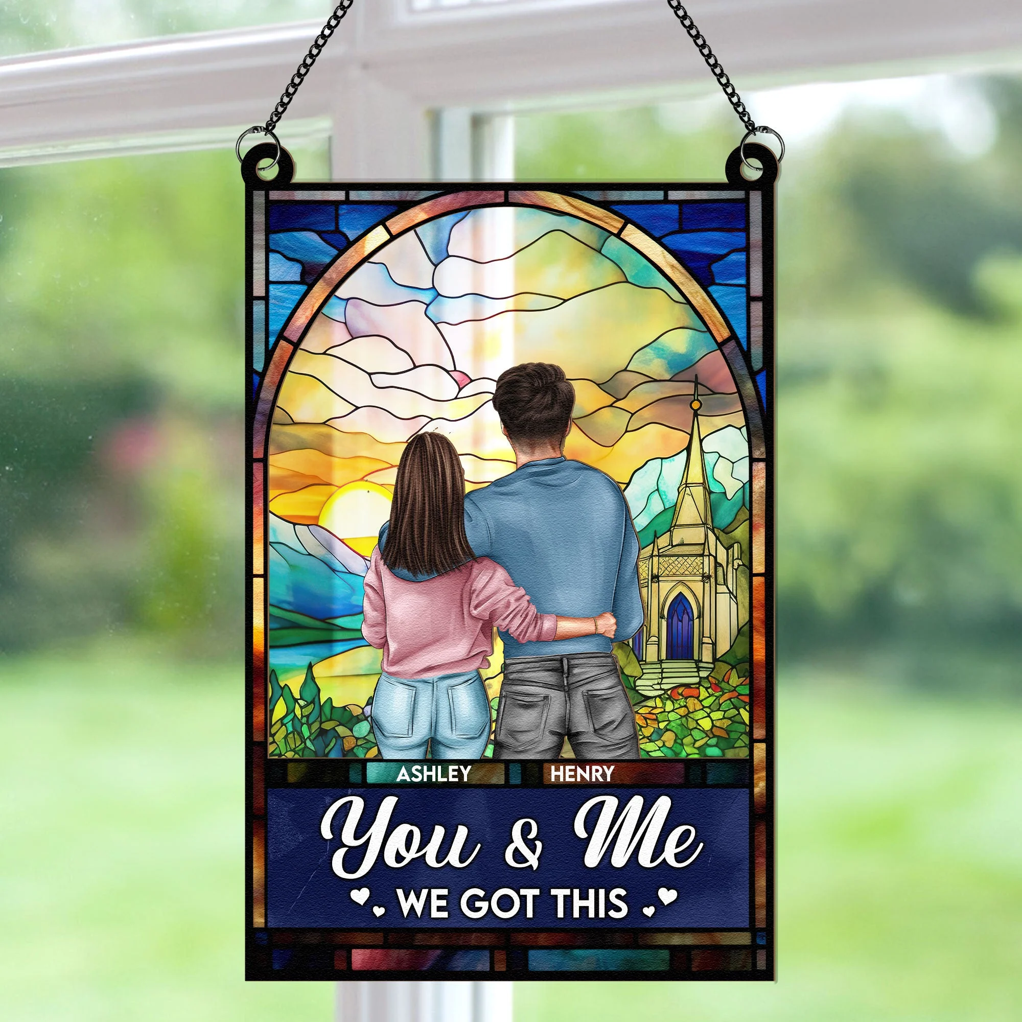 I Want To Grow Old With You - Personalized Window Hanging Suncatcher Ornament - Image 3