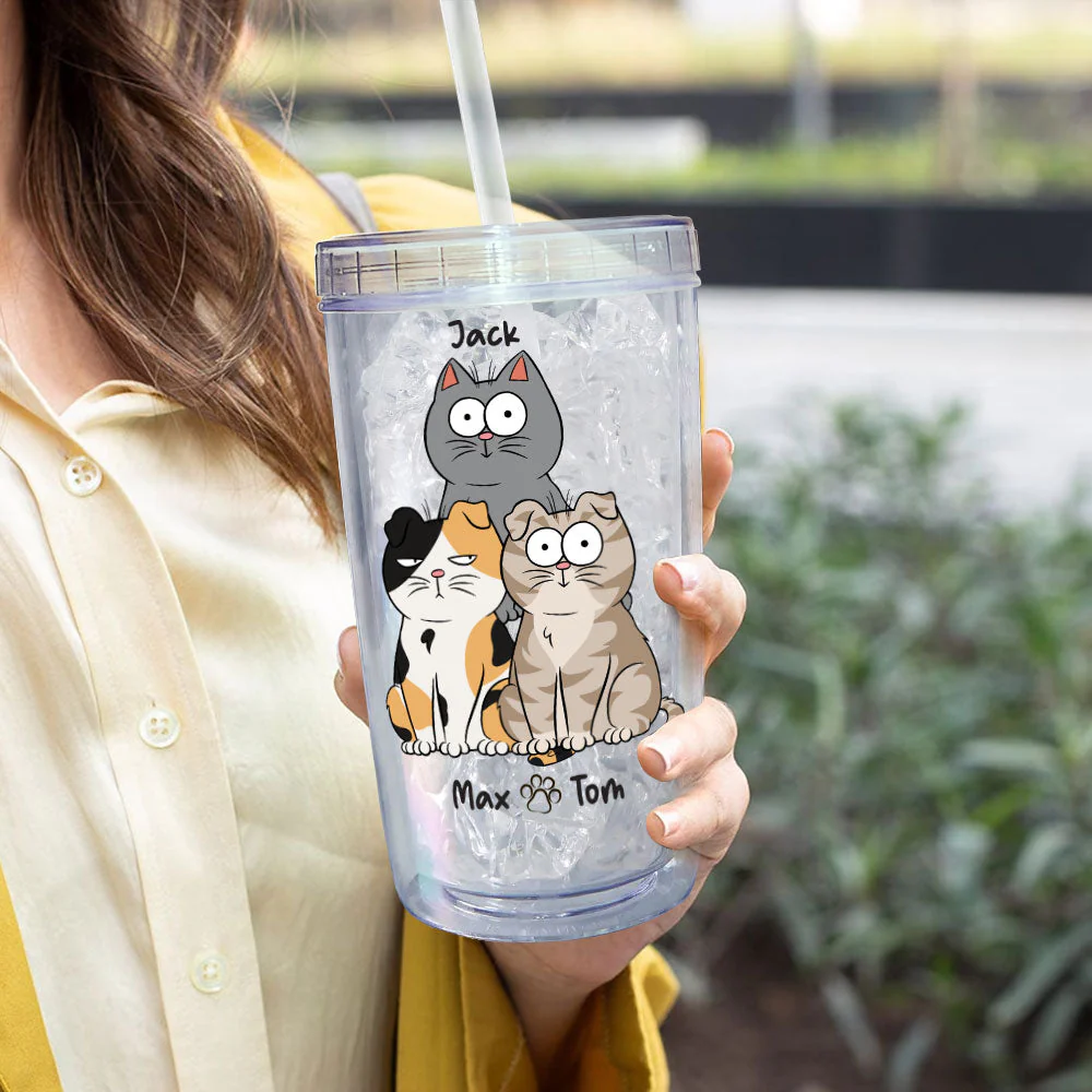 I Was Normal Cat Ago - Personalized Acrylic Tumbler With Straw - Image 4