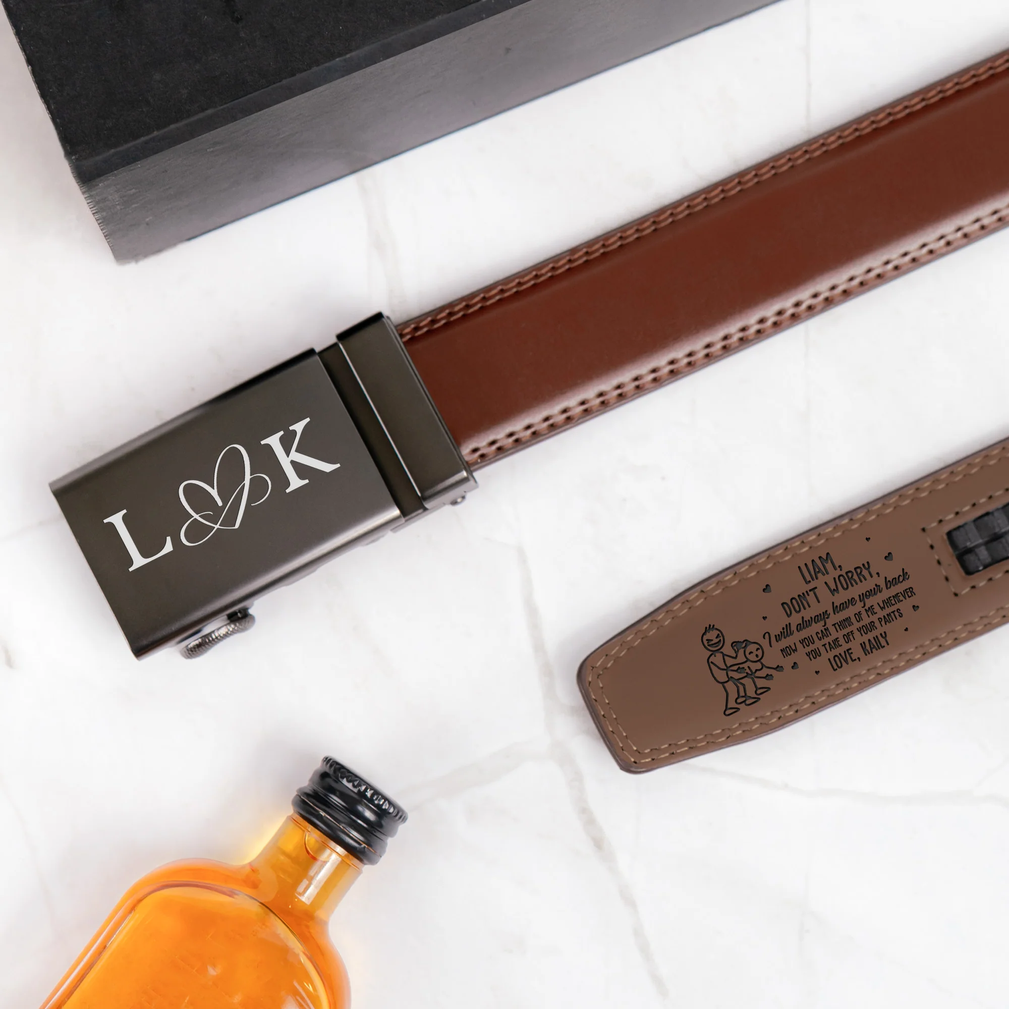 I Will Always Have Your Back - Personalized Leather Belt With Engraved Buckle - Image 4