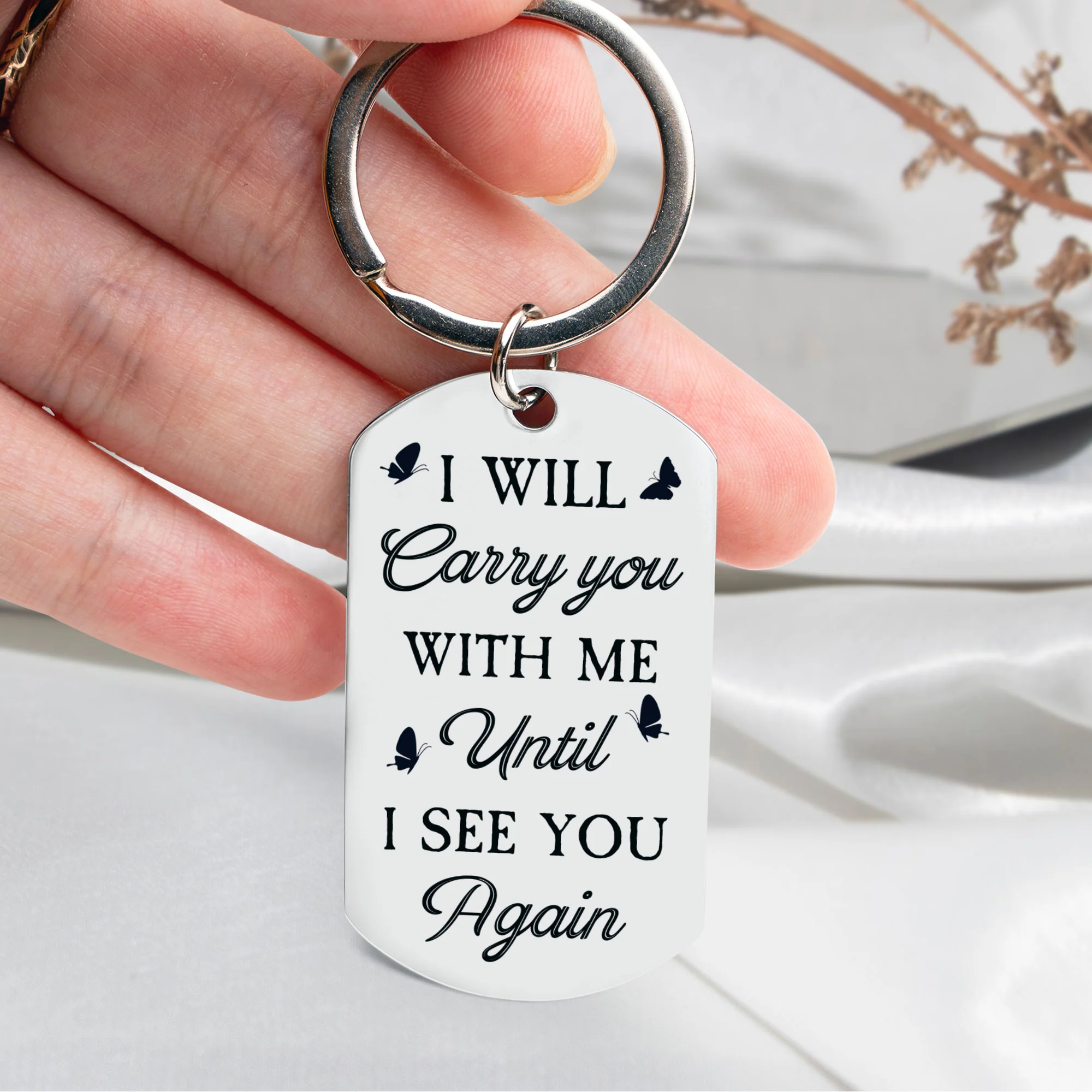 I Will Carry You With Me - Personalized Stainless Steel Photo Keychain - Image 5