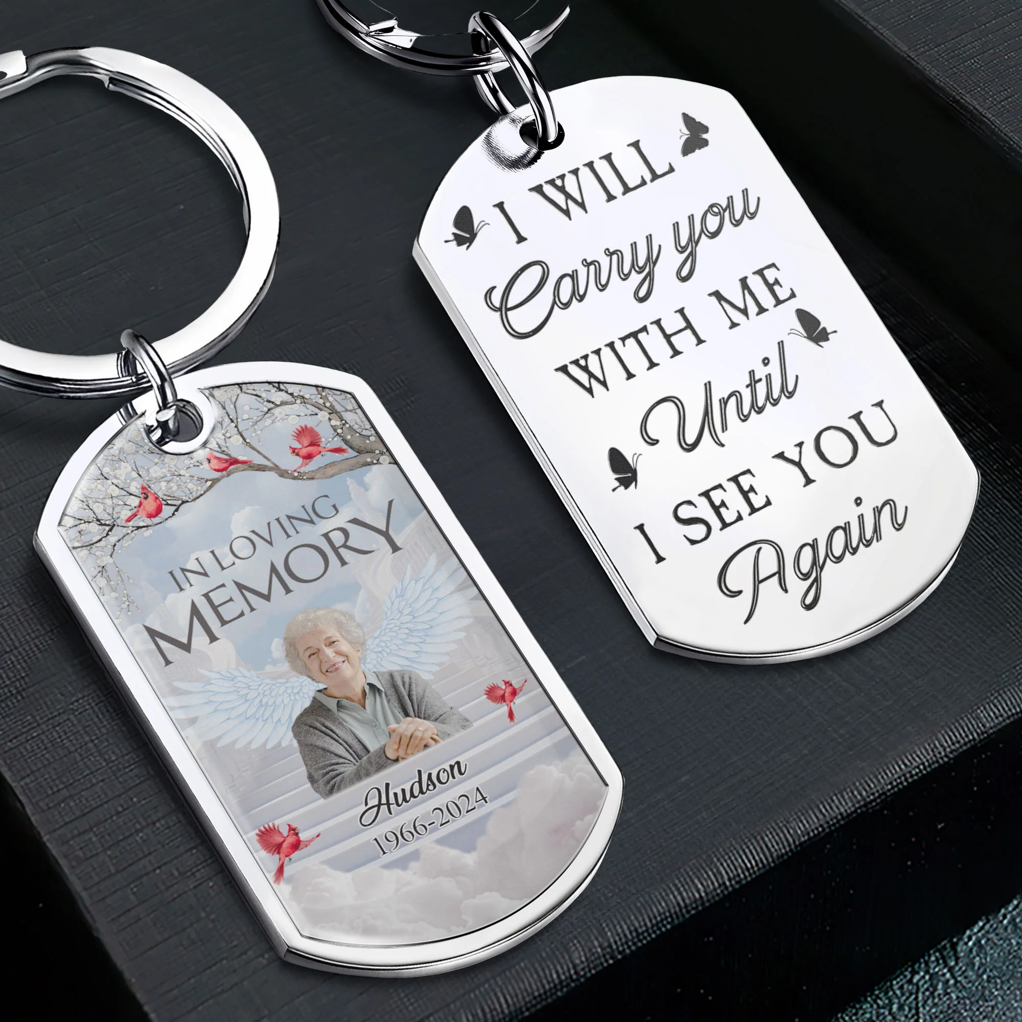 I Will Carry You With Me - Personalized Stainless Steel Photo Keychain - Image 6