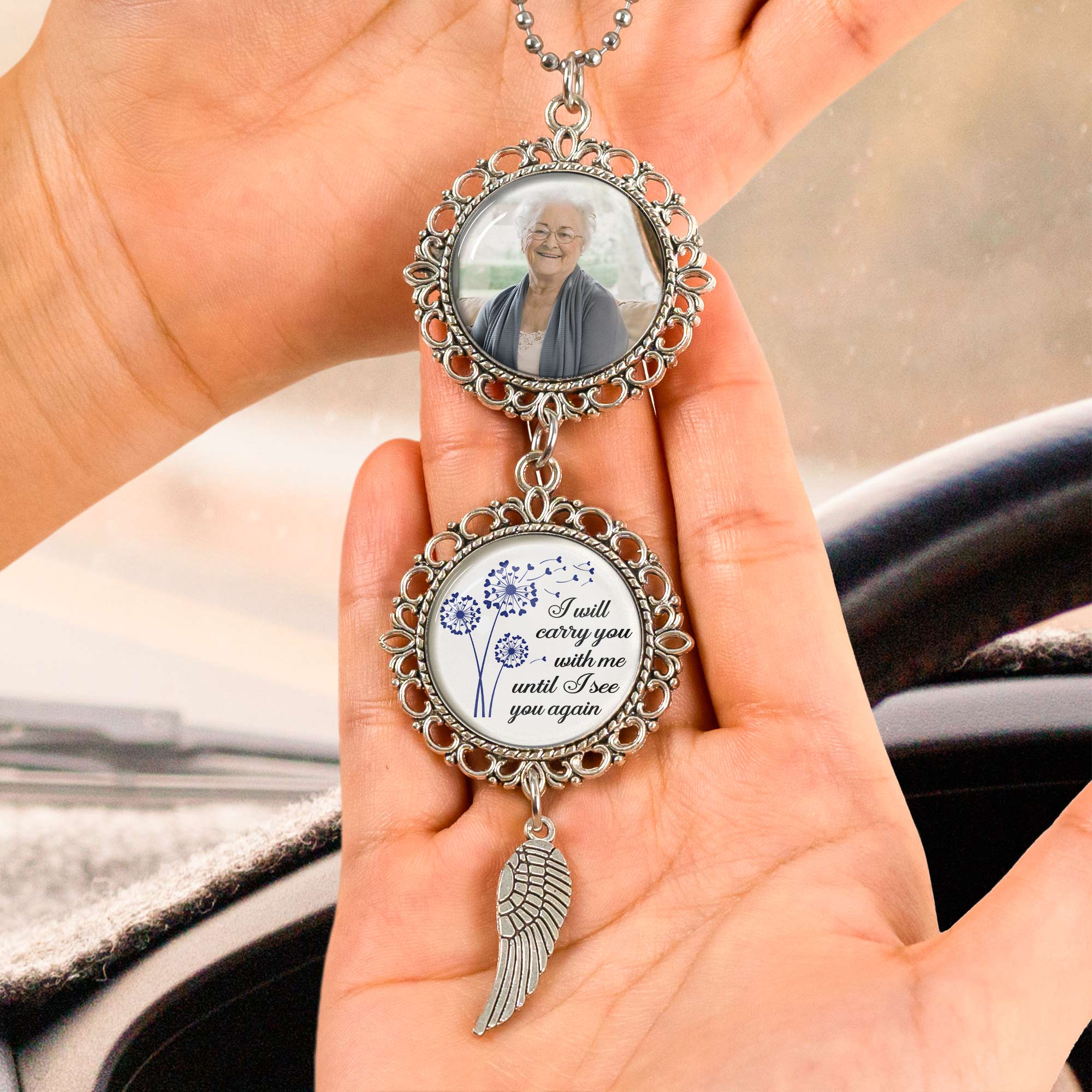 I Will Carry You With Me Until I See You Again - Personalized Photo Car Ornament - Image 4