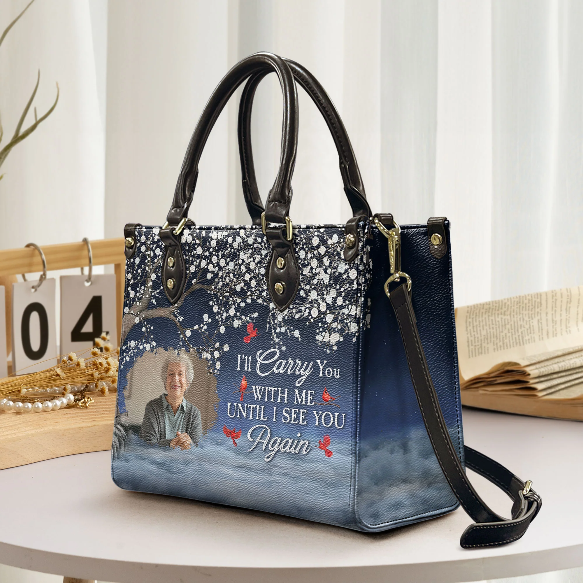 I Will Carry You With Me Until I See You Again - Personalized Leather Photo Bag - Image 4