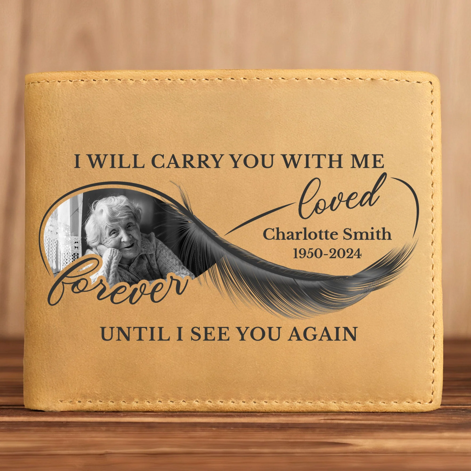 I Will Carry You With Me Until I See You Again - Personalized Photo Leather Wallet - Image 2