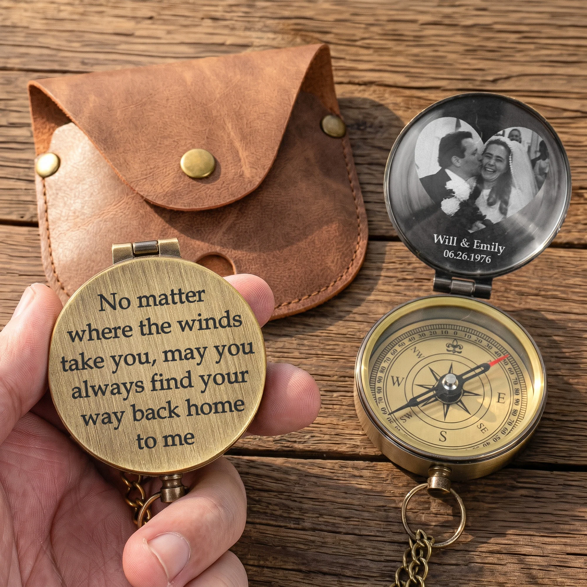 I Will Find You In Every Lifetime, Anniversary Gifts For Him, Husband - Personalized Compass - Image 4
