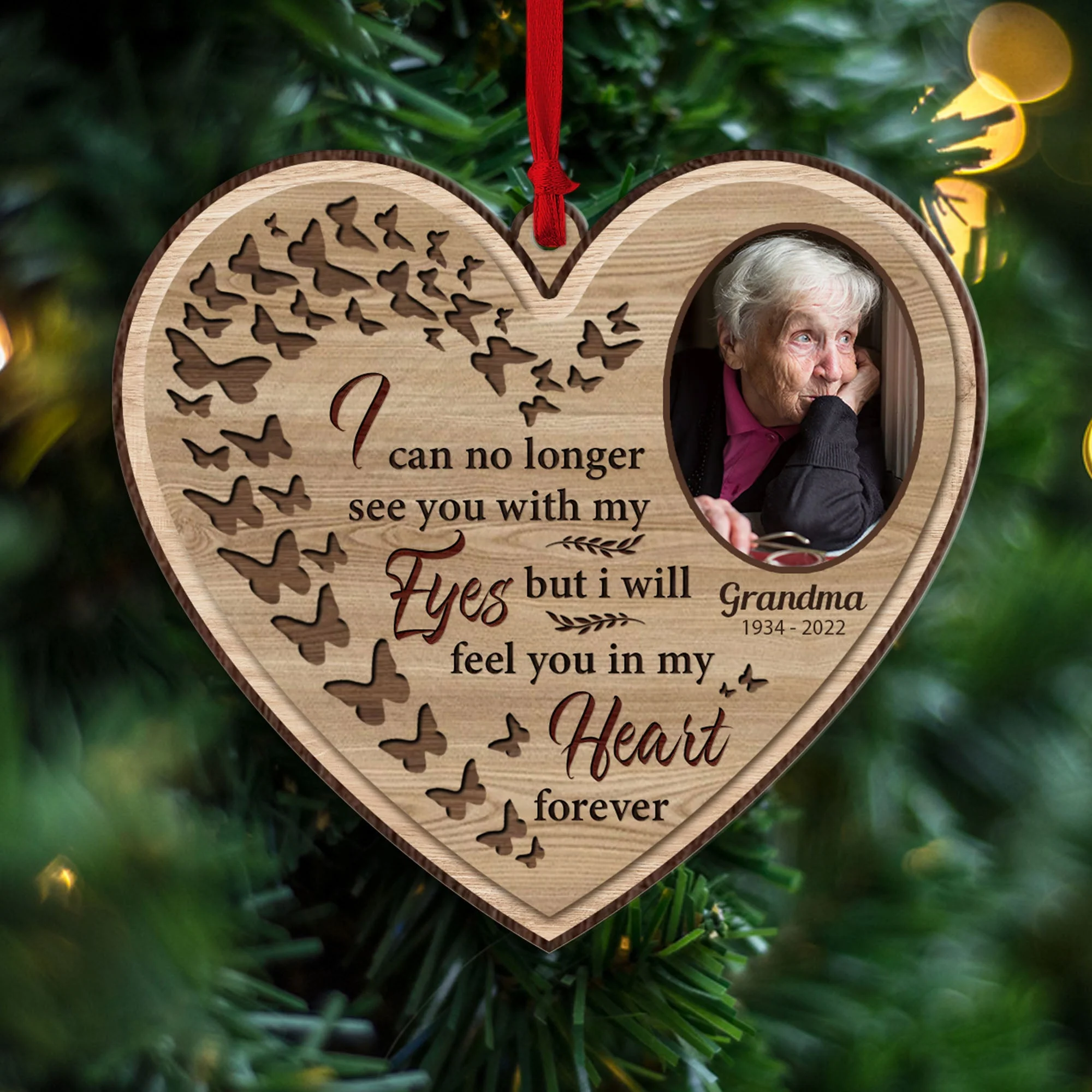 I Will Hold You In My Heart - Personalized Custom Shaped Wooden Photo Ornament - Image 2