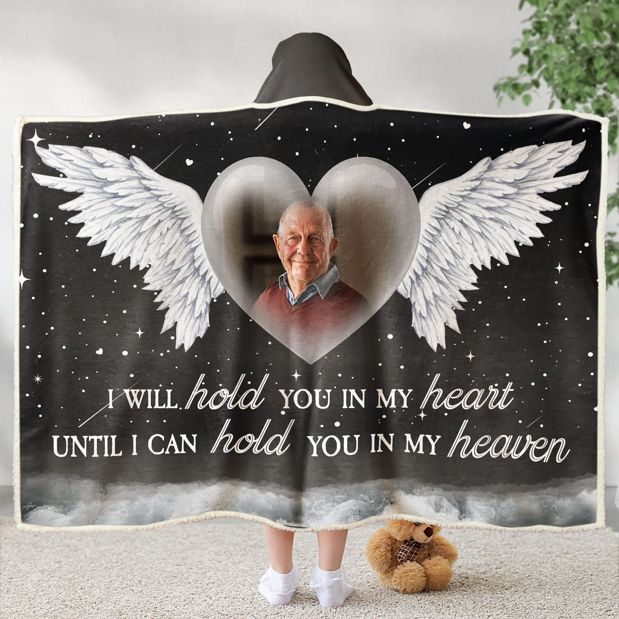 I Will Hold You In My Heart - Personalized Photo Wearable Blanket Hoodie - Image 2