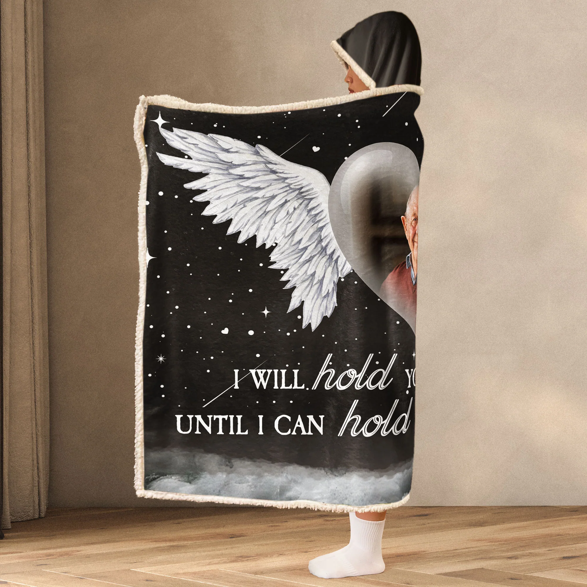 I Will Hold You In My Heart - Personalized Photo Wearable Blanket Hoodie - Image 5