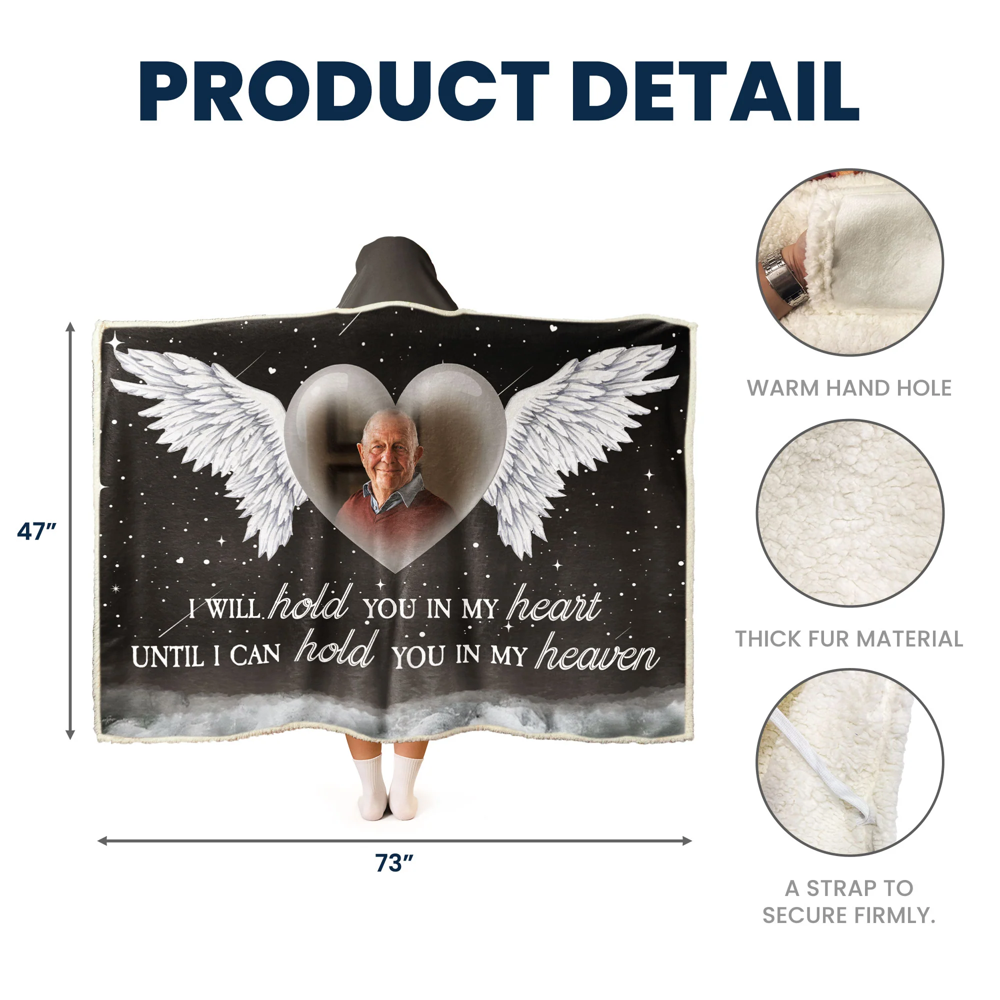 I Will Hold You In My Heart - Personalized Photo Wearable Blanket Hoodie - Image 7