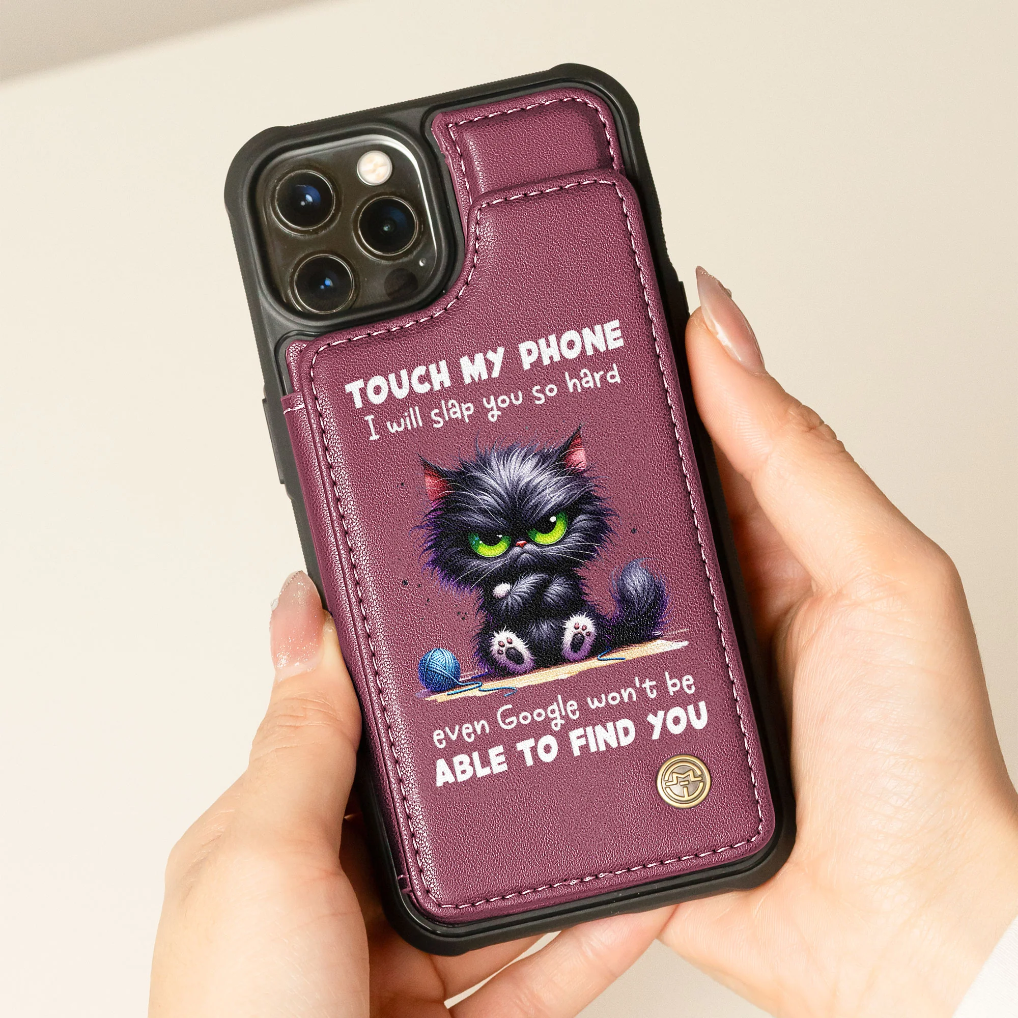 I Will Slap You So Hard - Personalized Leather Flip Wallet Phone Case - Image 4