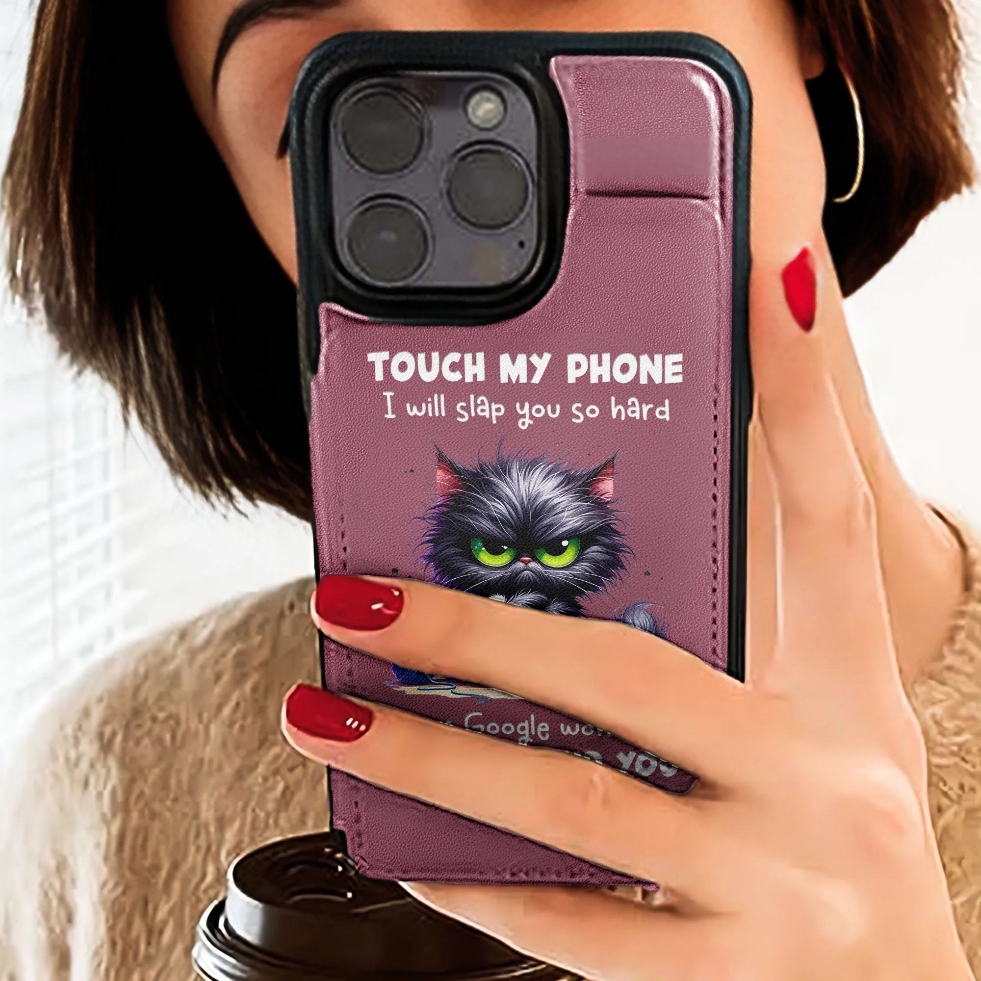 I Will Slap You So Hard - Personalized Leather Flip Wallet Phone Case - Image 5