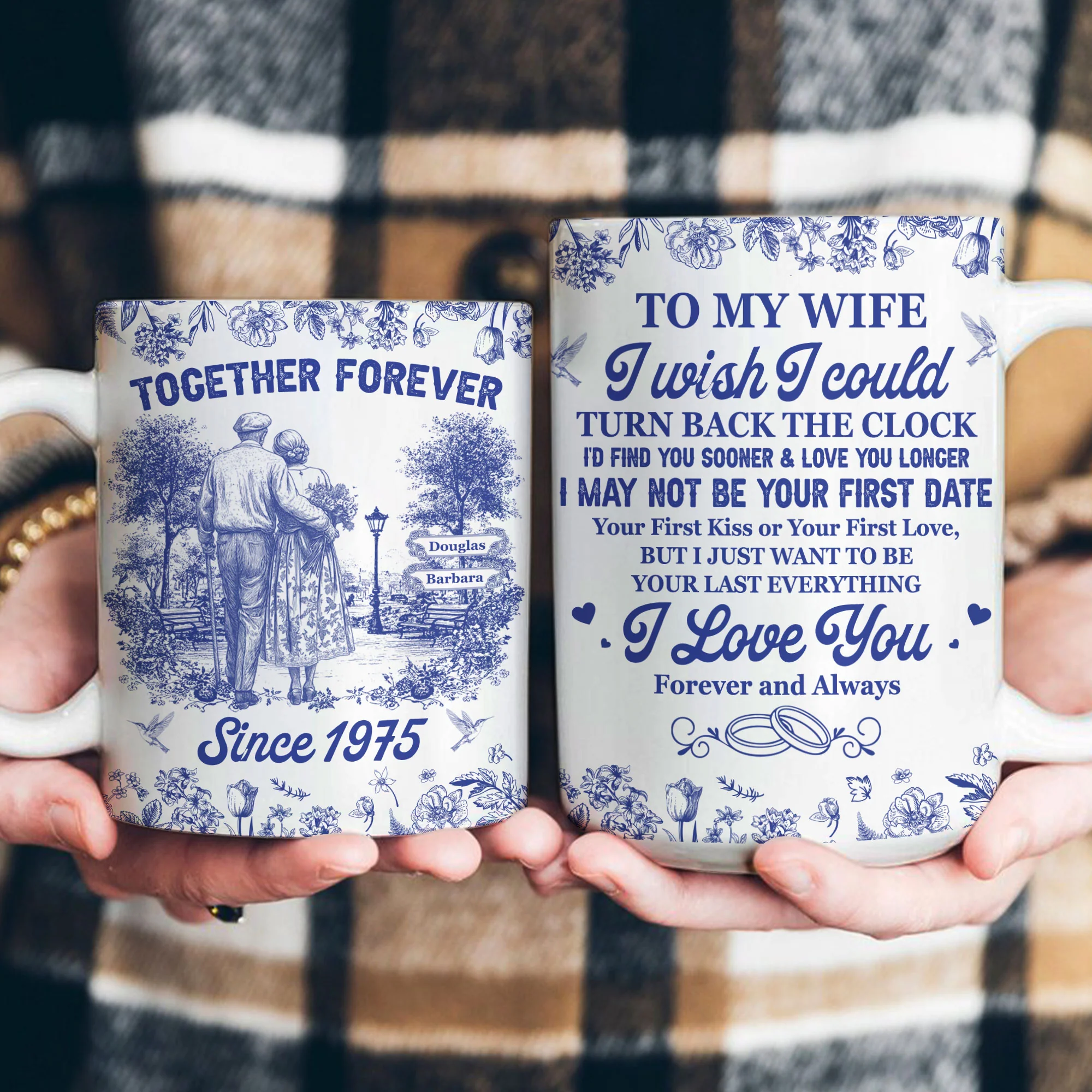 I Wish I Could Turn Back The Clock Toile De Jouy Couples - Personalized Mug - Image 3