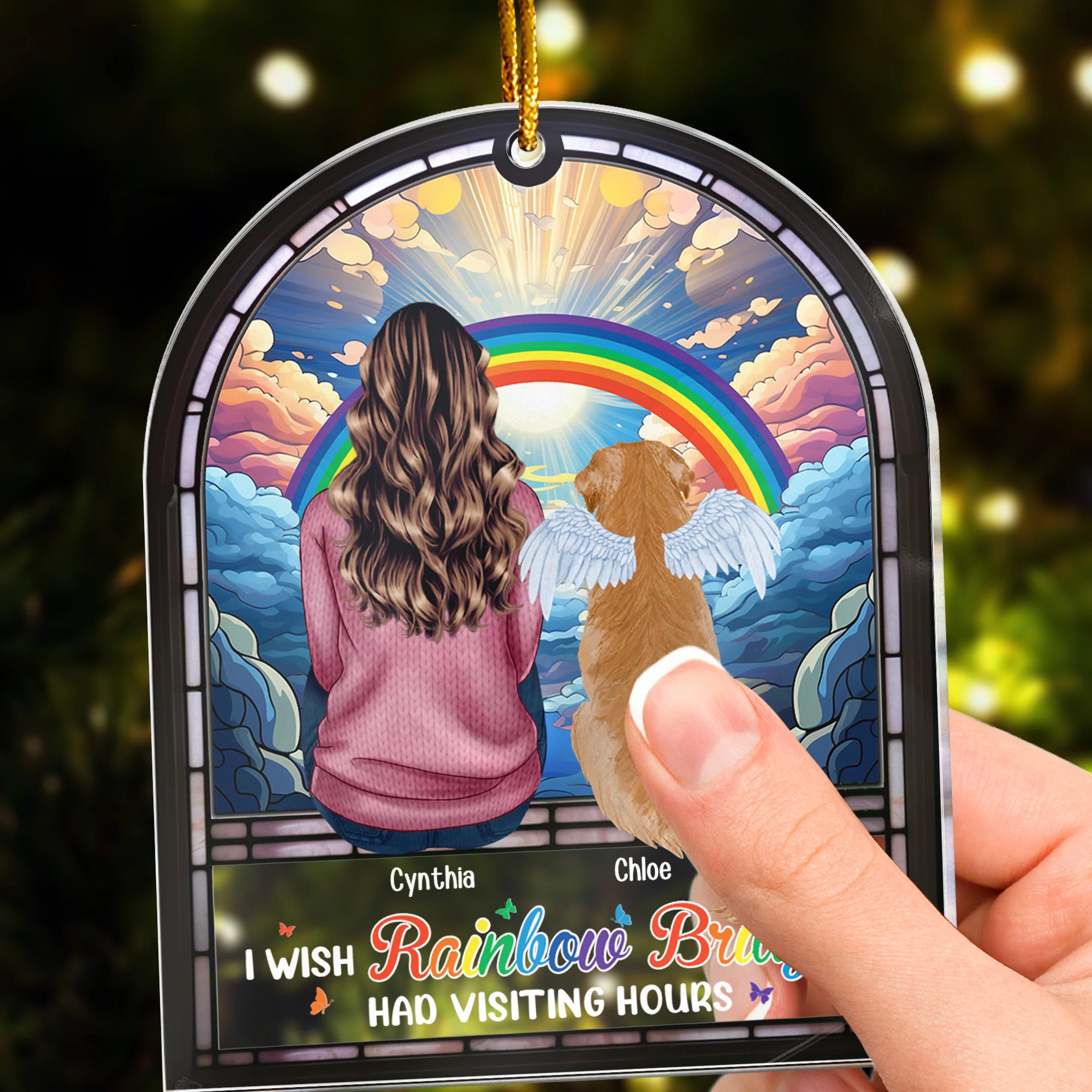 I Wish Rainbow Bridge Had Visiting Hours - Personalized Acrylic Ornament - Image 3