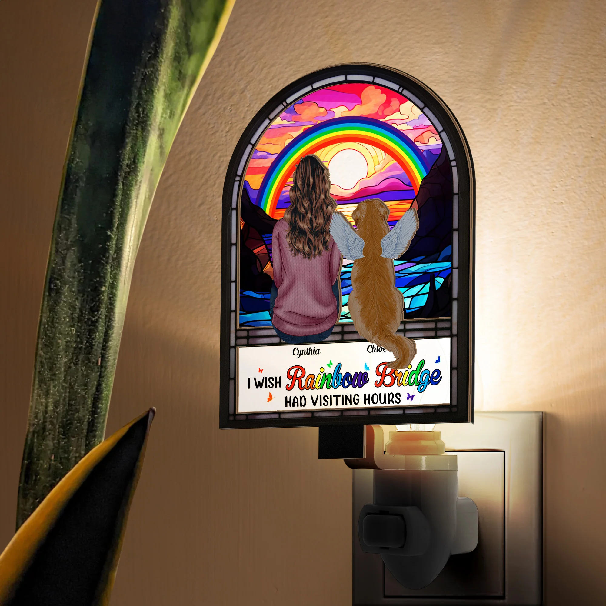 I Wish Rainbow Bridge Has Visiting Hour - Personalized Wood And Acrylic Light - Image 4