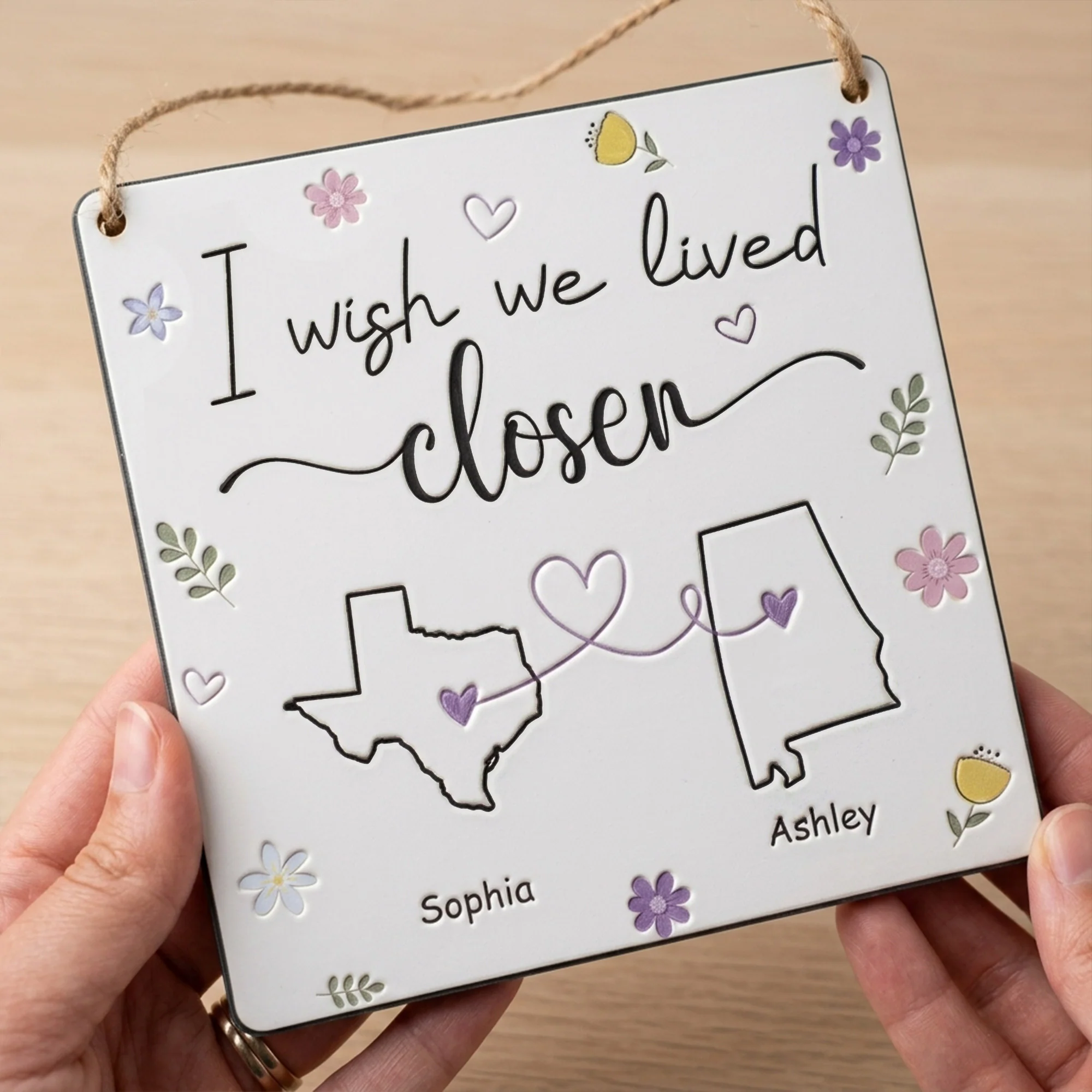 I Wish We Lived Closer Gift For Friends, Soul Sisters - Personalized Wood Sign - Image 2