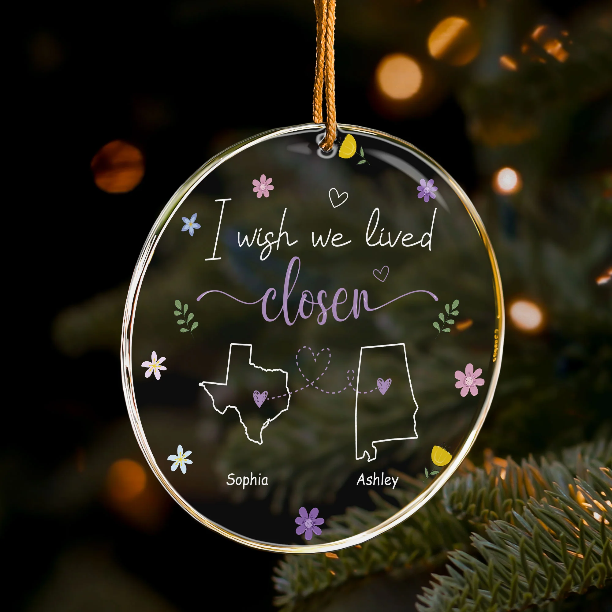 I Wish We Lived Closer - Personalized Acrylic Ornament - Image 4